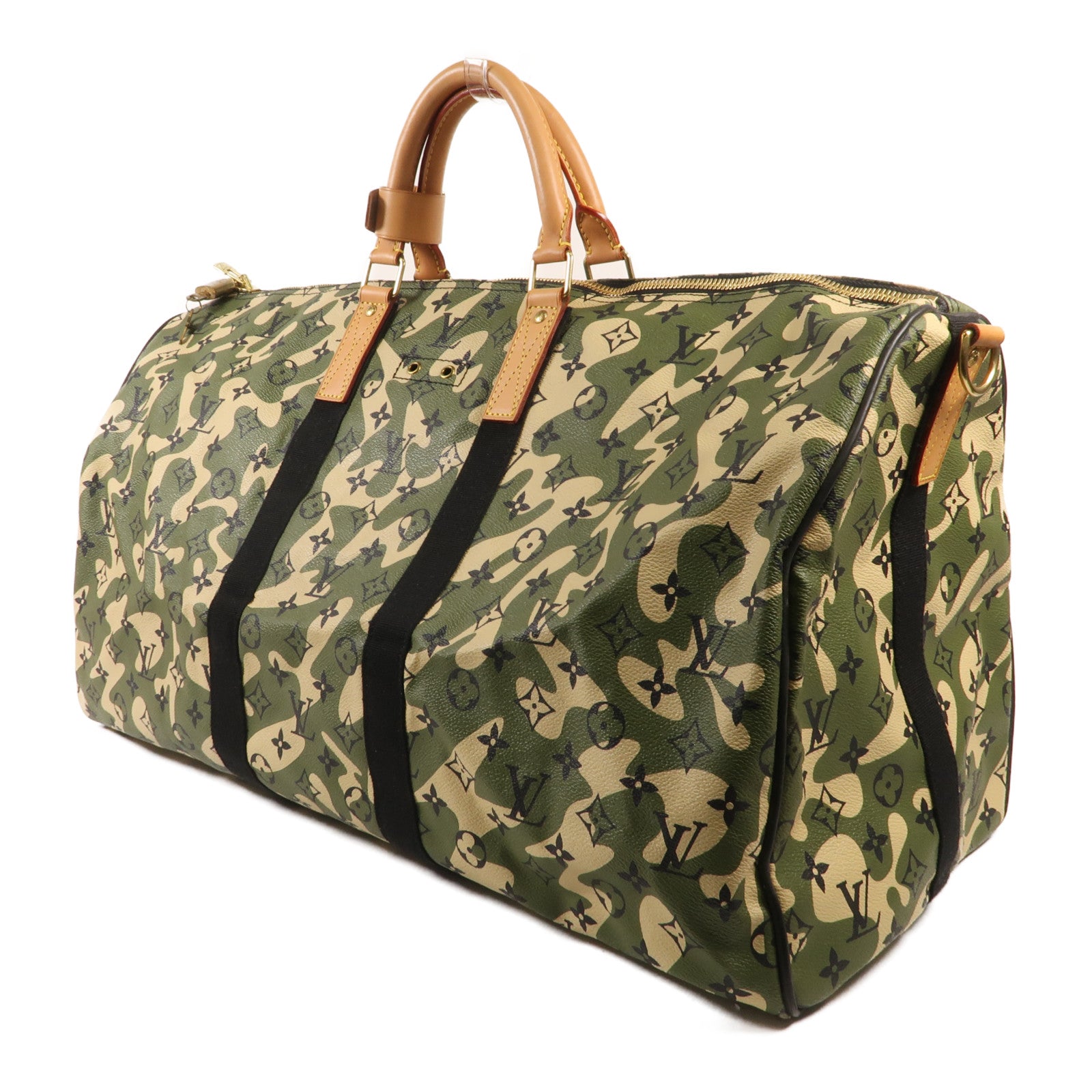 LOUIS VUITTON Monogramouflage Keepall Bandoulie 55金扣手挽肩背兩用袋 55