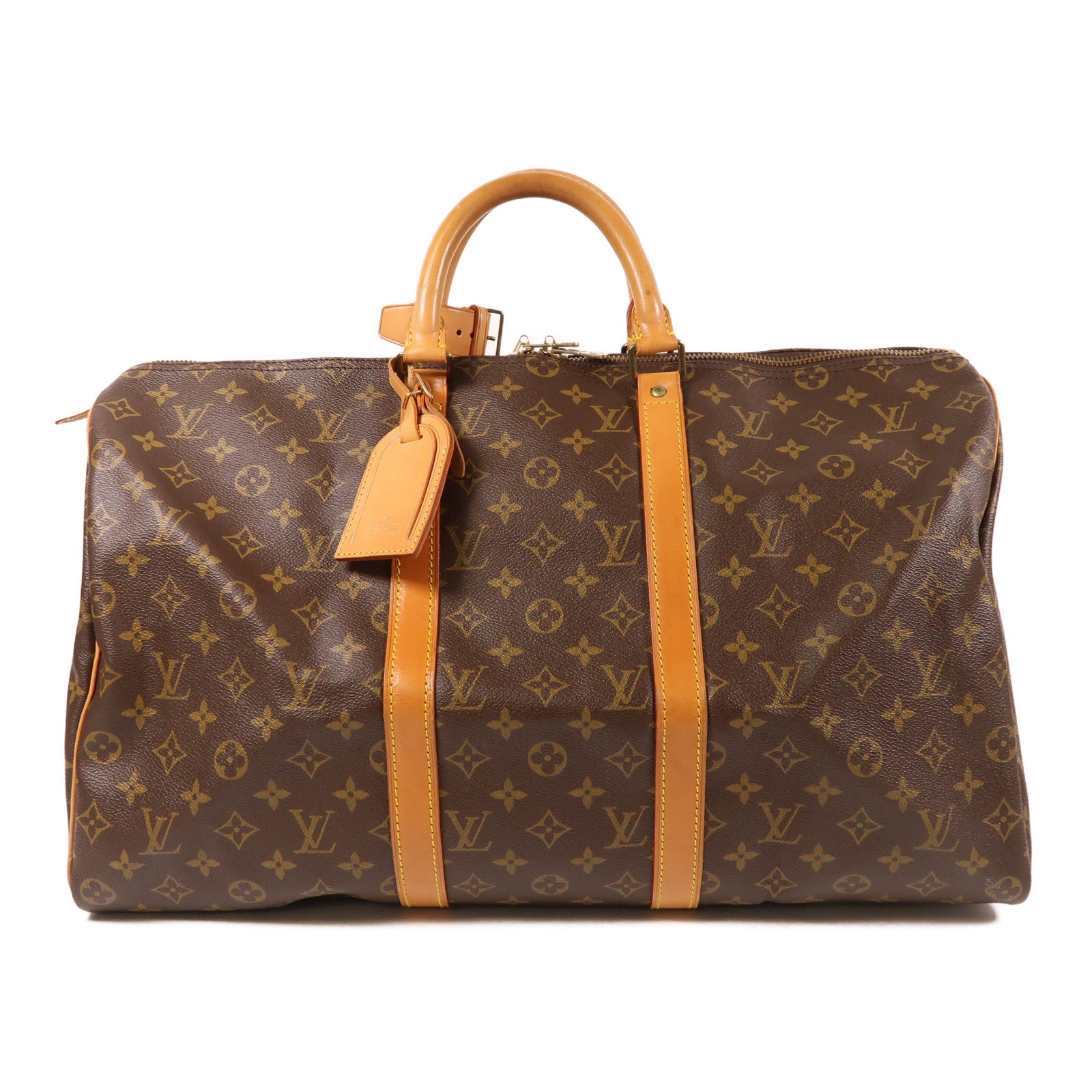LOUIS VUITTON Monogram Keepall 50金扣波士頓包棕色