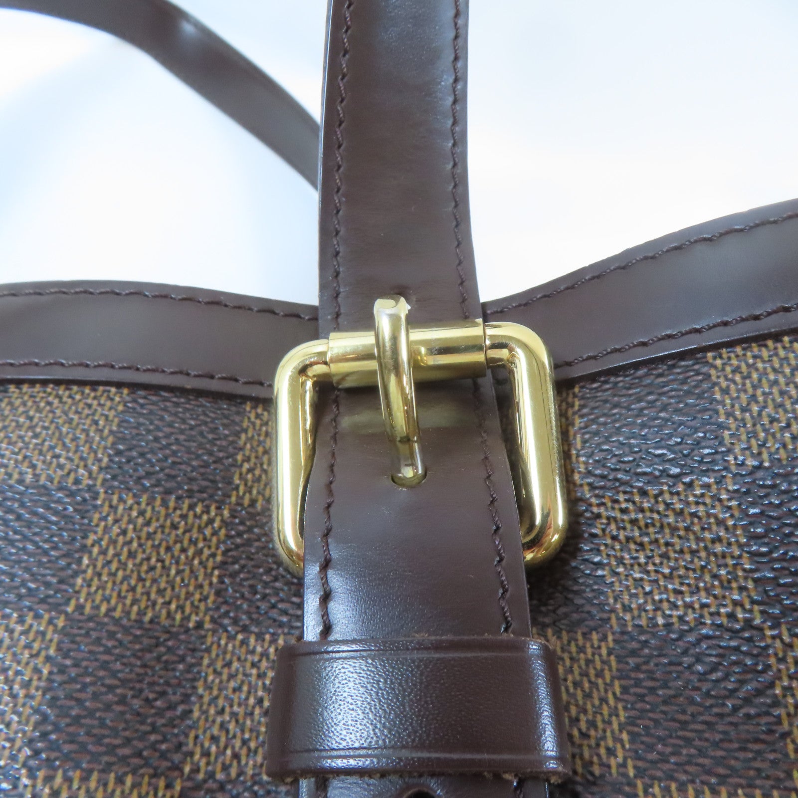 LOUIS VUITTON 【激減優惠】Damier Hampstead MM金扣手挽袋啡色