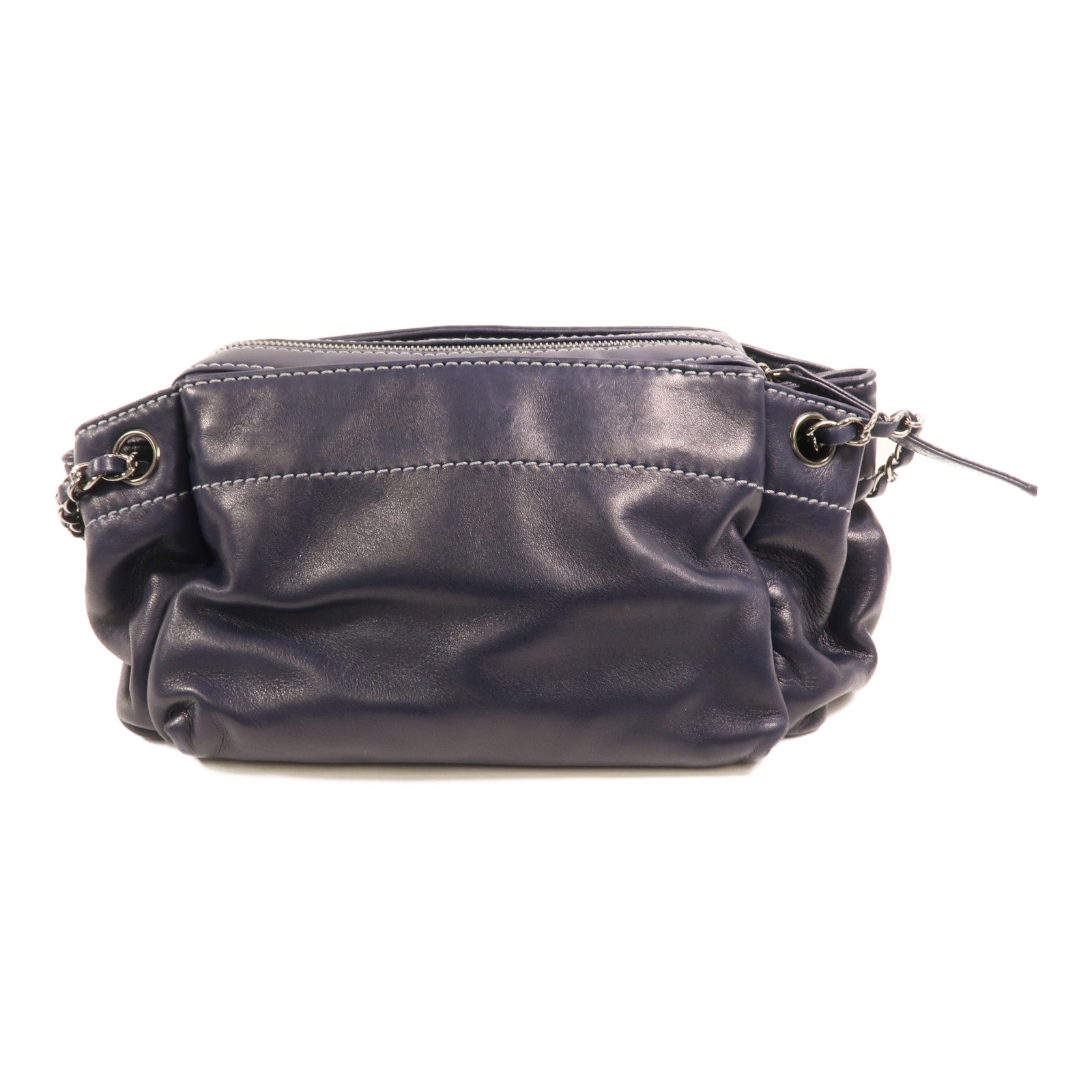 CHANEL 羊皮皮革Shoulder Bag銀扣鏈帶肩背袋
