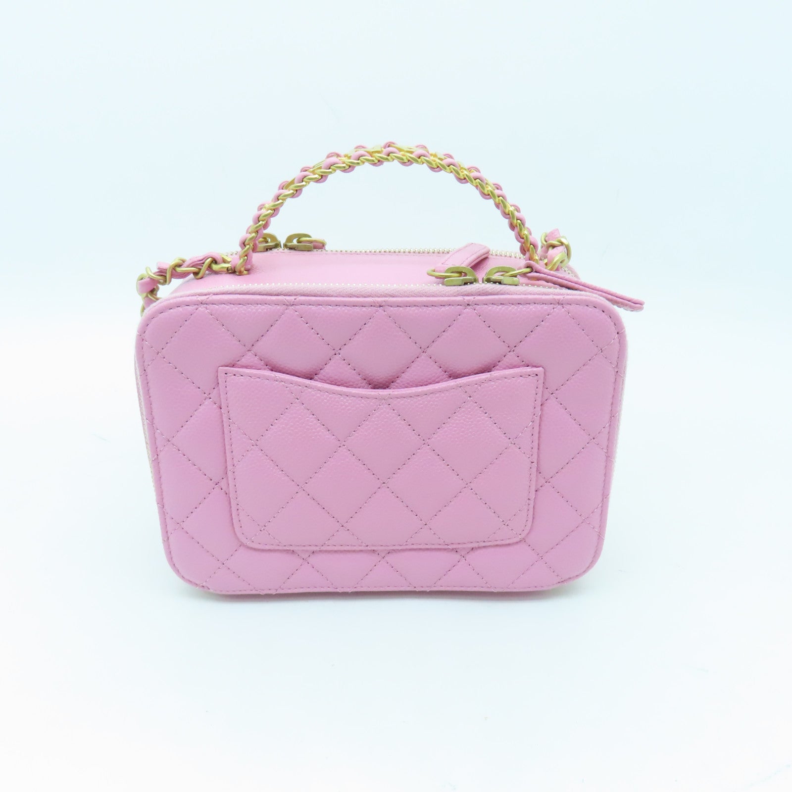 CHANEL 【激減優惠】菱格Caviar皮革２Way Shoulder金扣手挽肩背兩用袋粉紅色