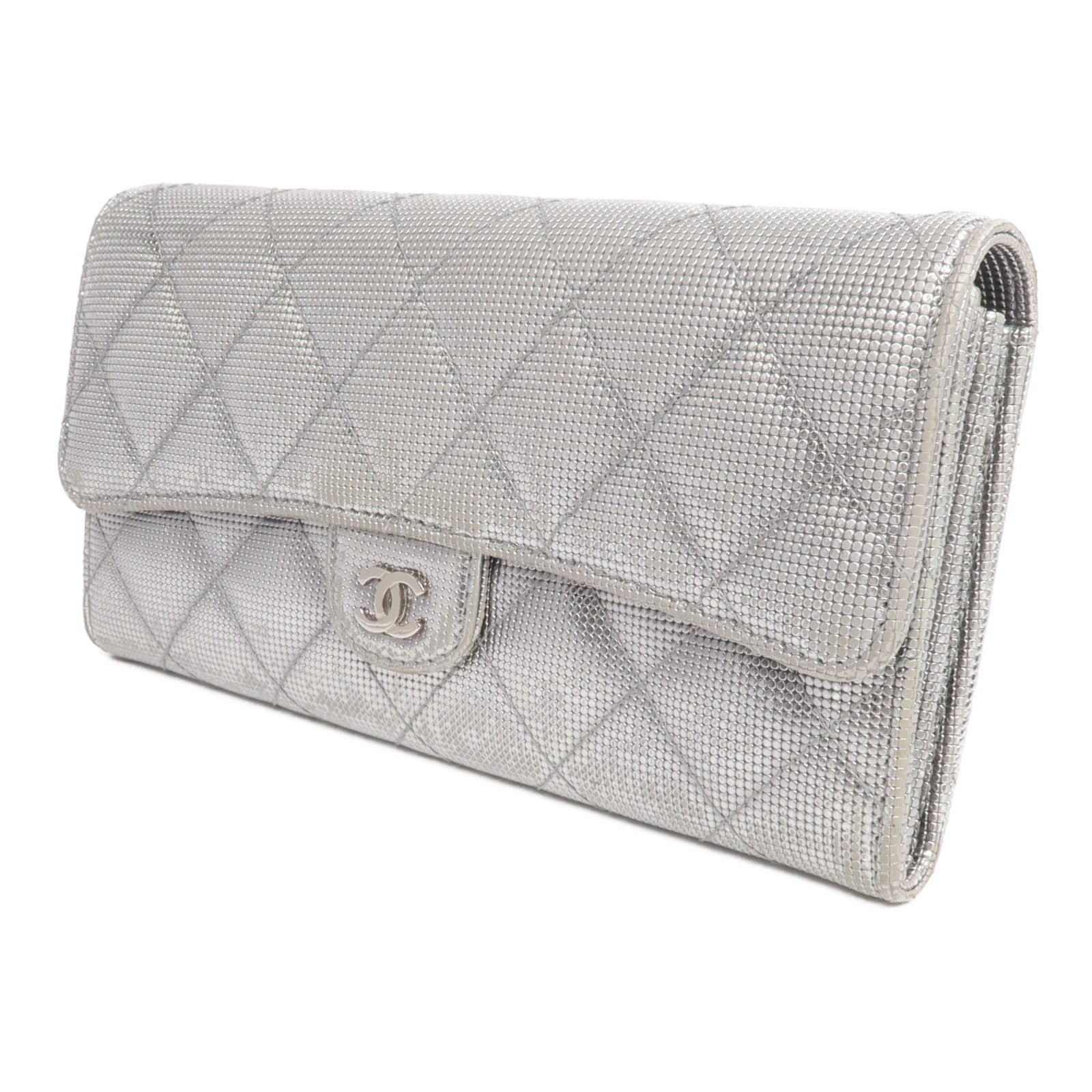 CHANEL 牛皮皮革Long Wallet銀扣長錢包