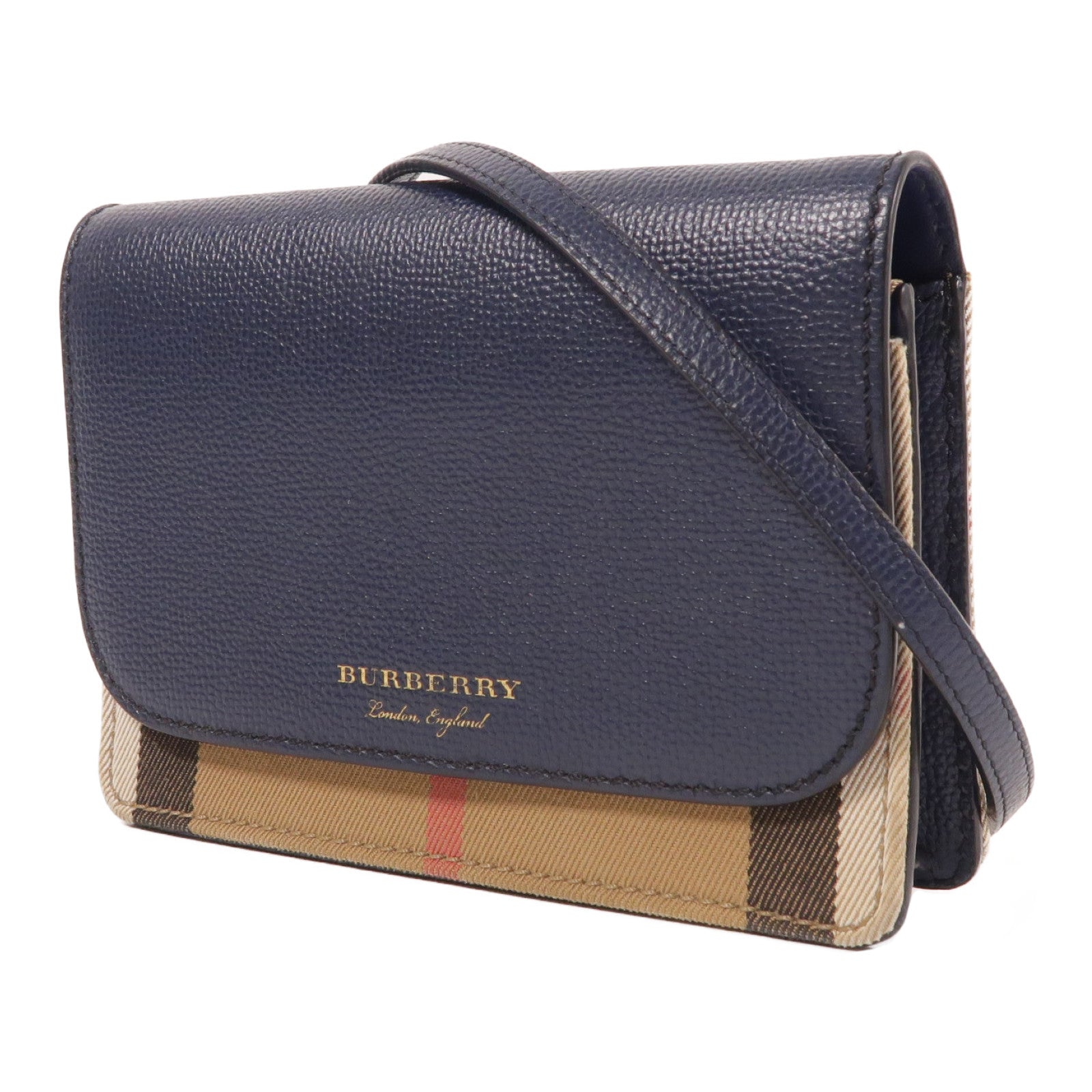 BURBERRY 牛皮皮革/帆布Shoulder Bag金扣肩背袋