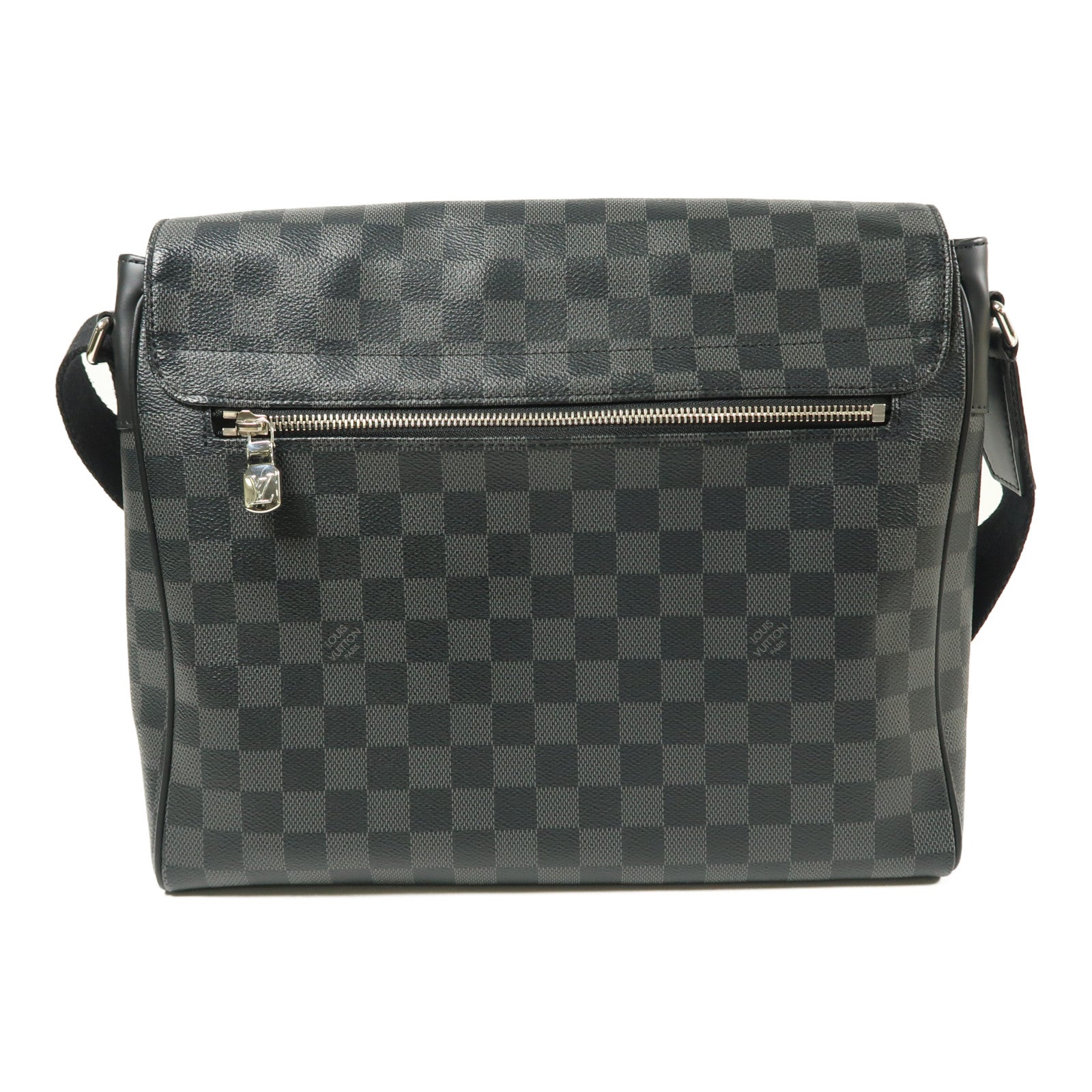 LOUIS VUITTON Damier Graphite District MM銀扣肩背袋