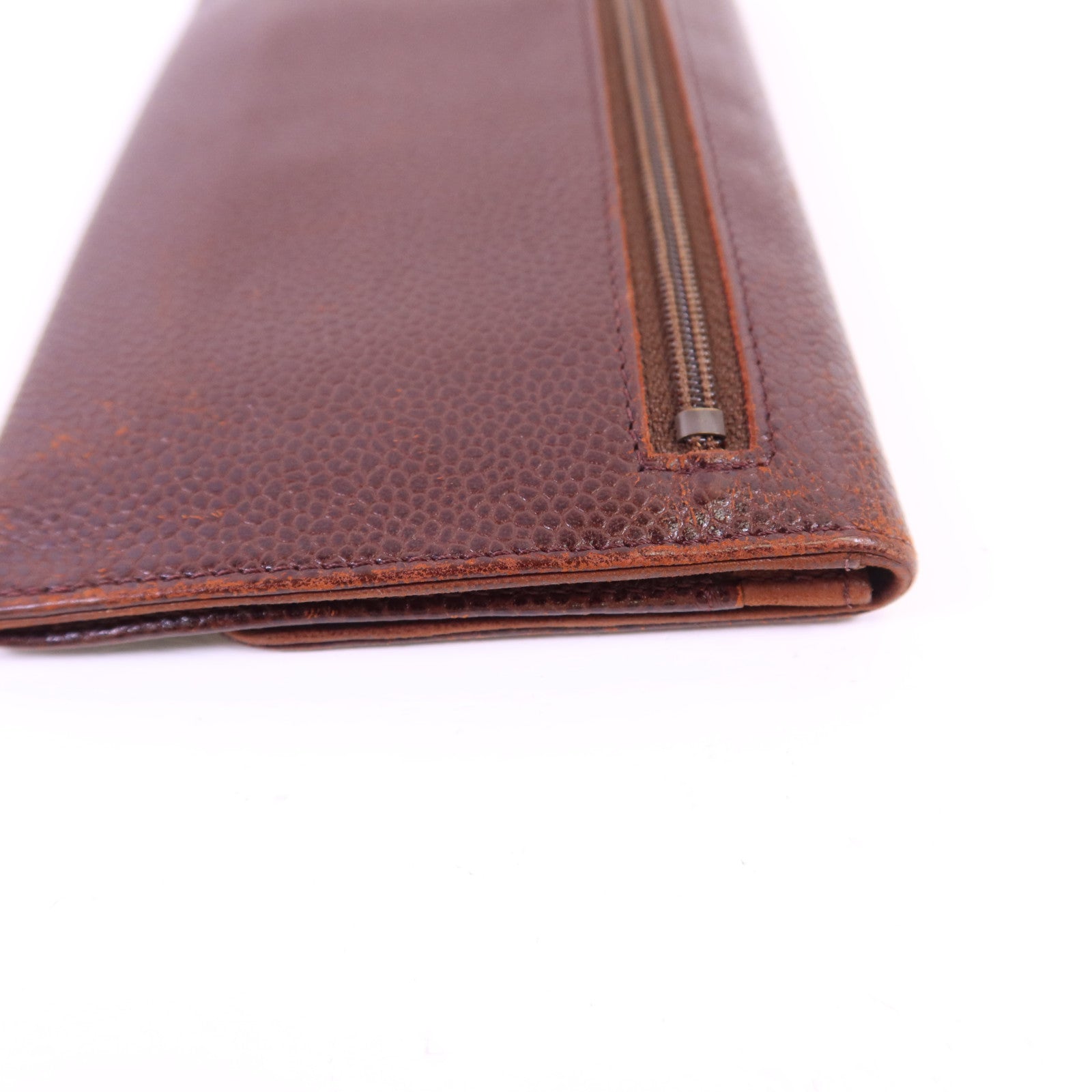 CHANEL 牛皮皮革Bifold Wallet金扣錢包