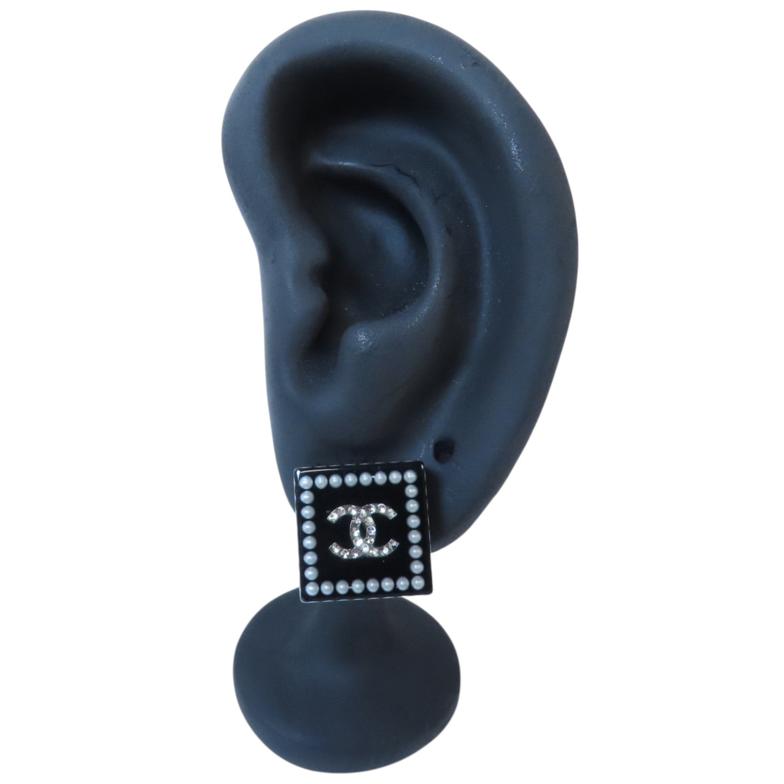 CHANEL 金屬/仿珍珠/水鑽Earrings銀扣耳環