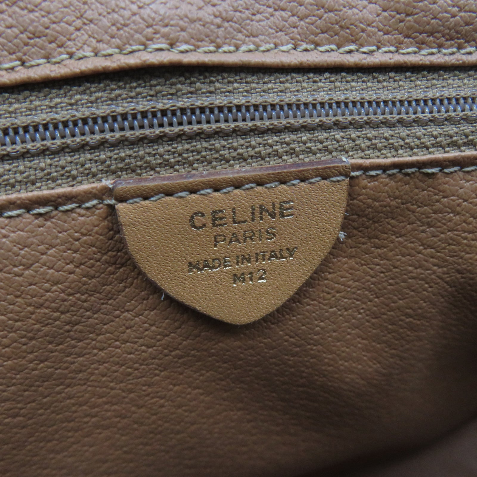CELINE 【清倉大減價】塗層帆布Shoulder Bag金扣肩背袋卡其色