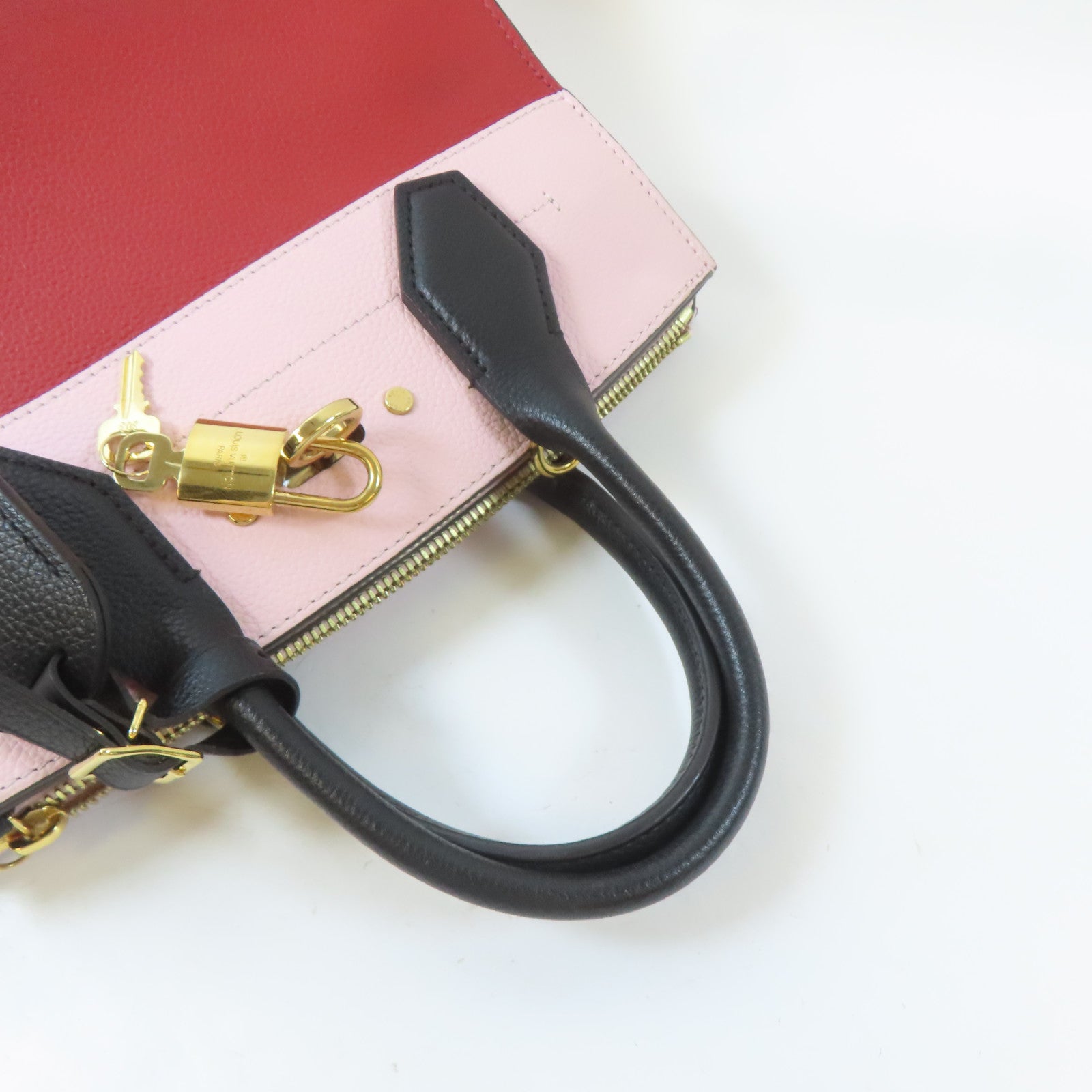 LOUIS VUITTON (PRICE DOWN) LV GHW City Steamer PM Handbag M53321 Leather Red Pink Black