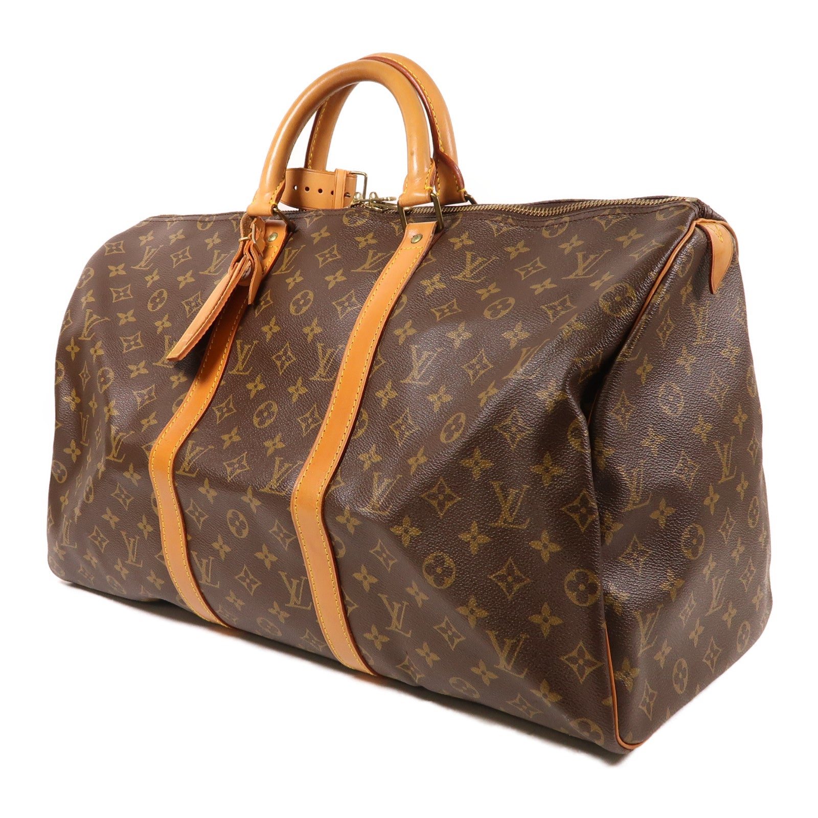 LOUIS VUITTON Monogram Keepall 50金扣波士頓包棕色