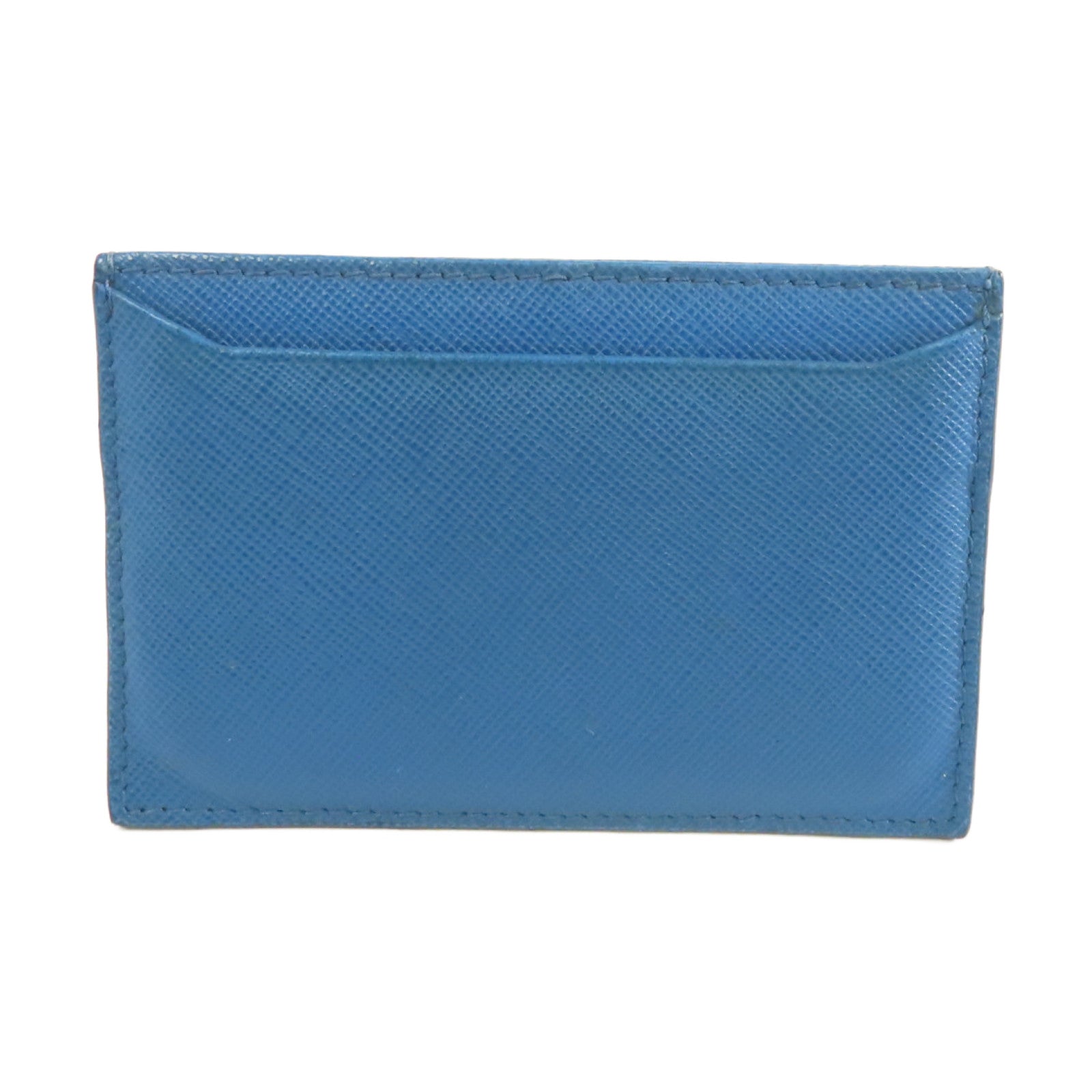 PRADA Saffiano皮革Card Case金扣卡片套藍色