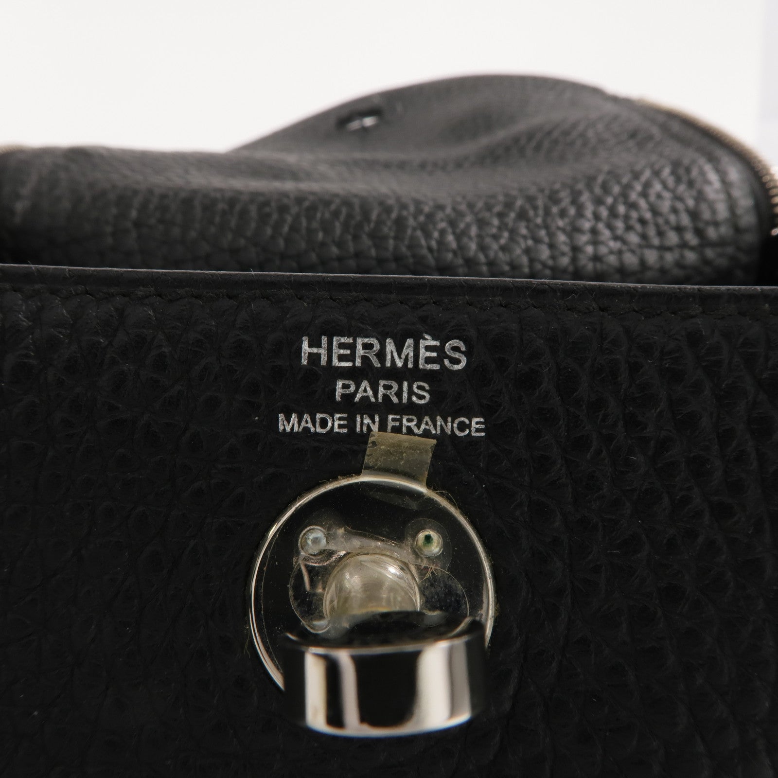 HERMES Clemence皮革Mini Lindy銀扣手挽肩背兩用袋Noir