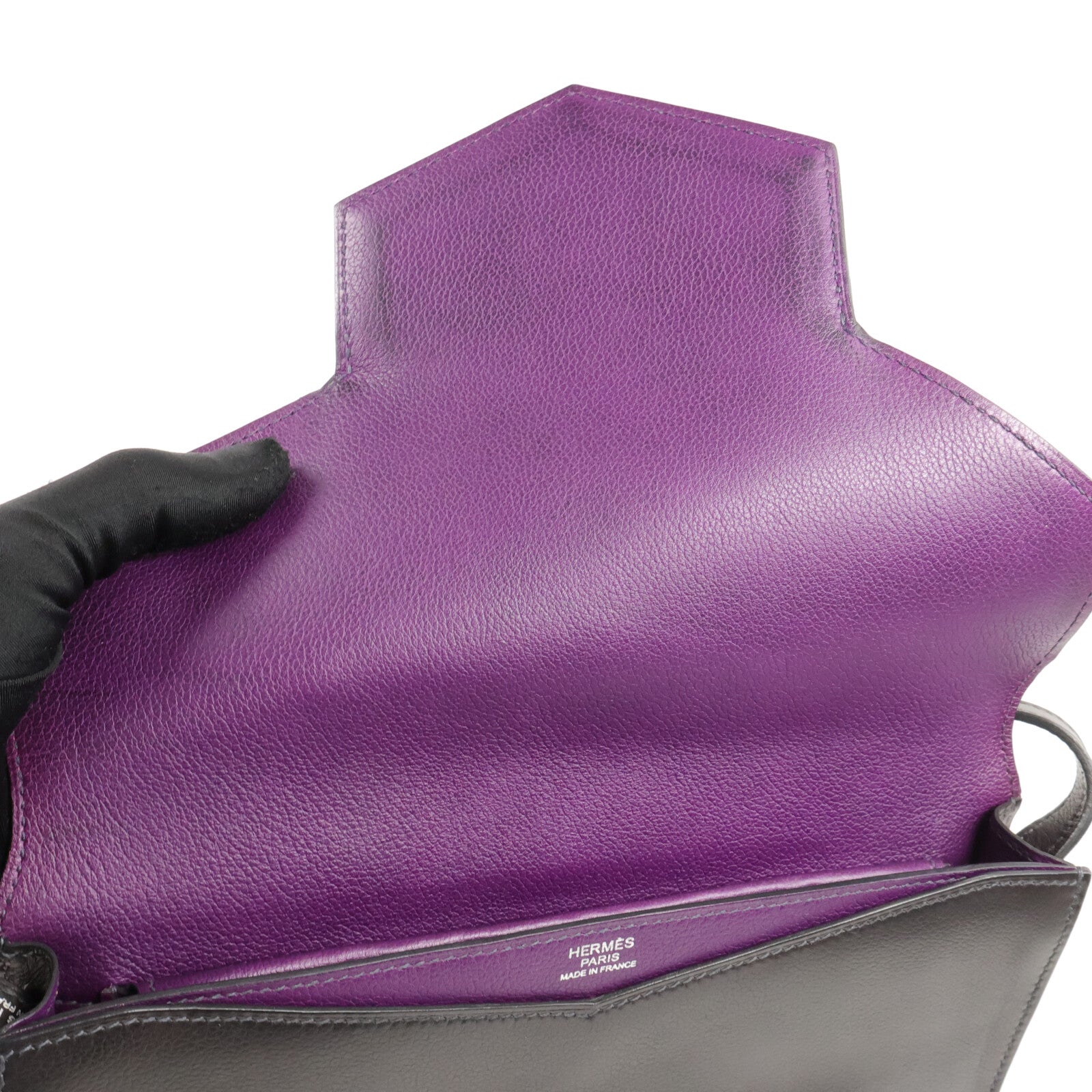 HERMES Evercolor皮革Faco肩背袋Black/Anemone