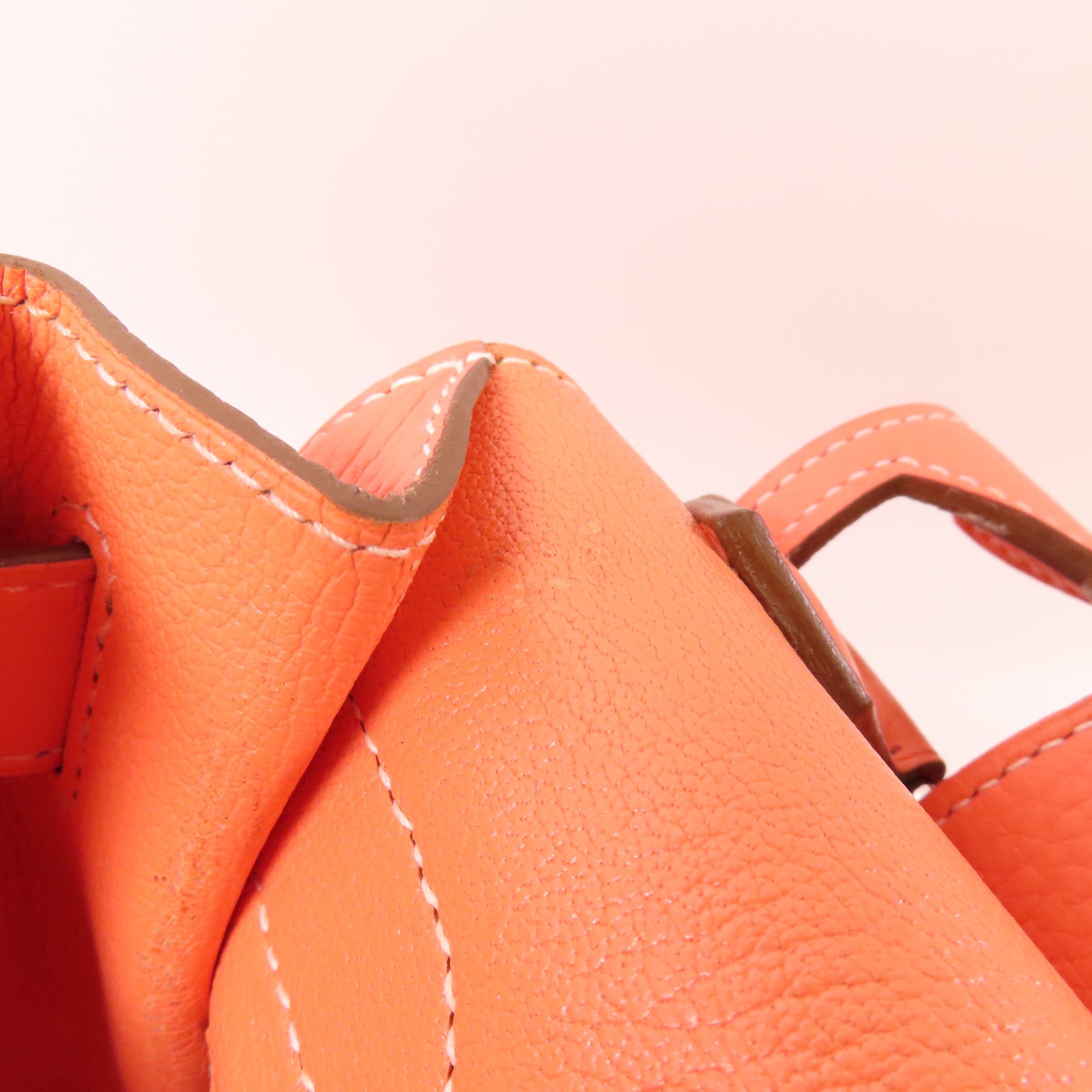 HERMES PHW Jypsiere 34 Shoulder Bag Clemence Leather Crevette/Pink