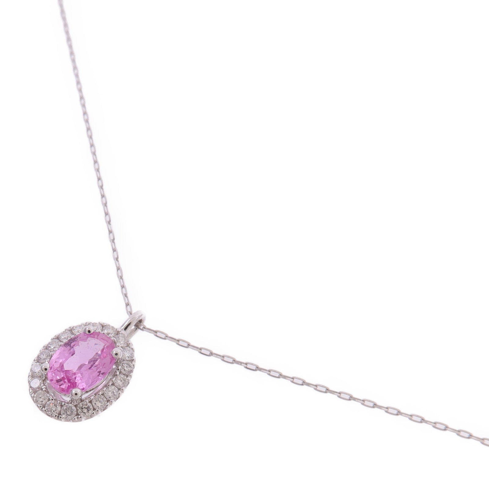JEWELRY PT900鉑金Sapphire Diamond Necklace粉紅色藍寶石/鑽石項鍊