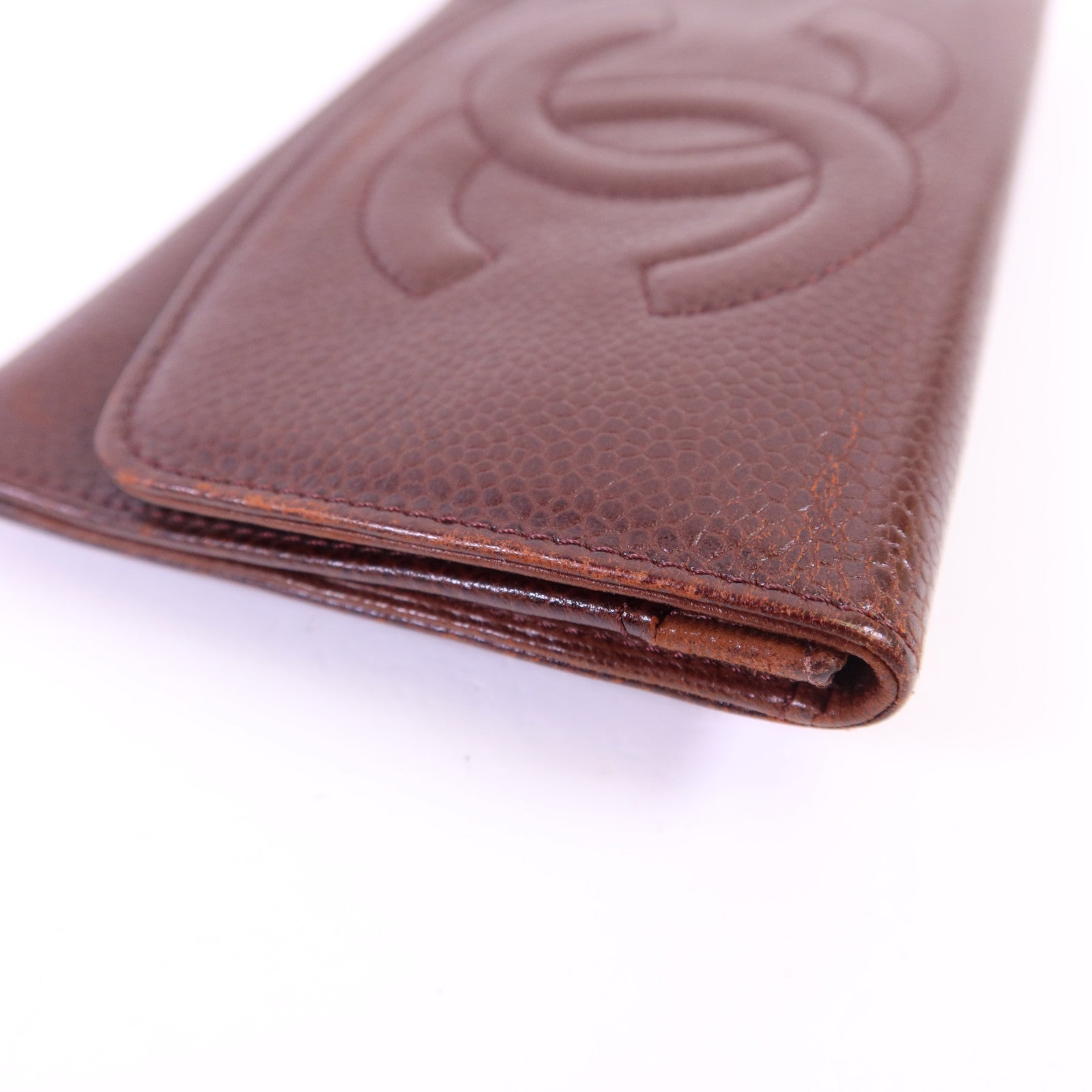 CHANEL 牛皮皮革Bifold Wallet金扣錢包
