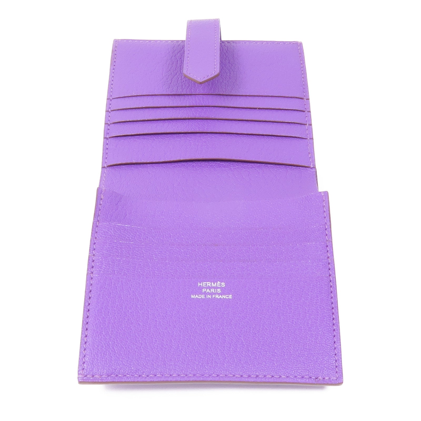 HERMES Chevre皮革Bearn Recto Verso銀扣錢包