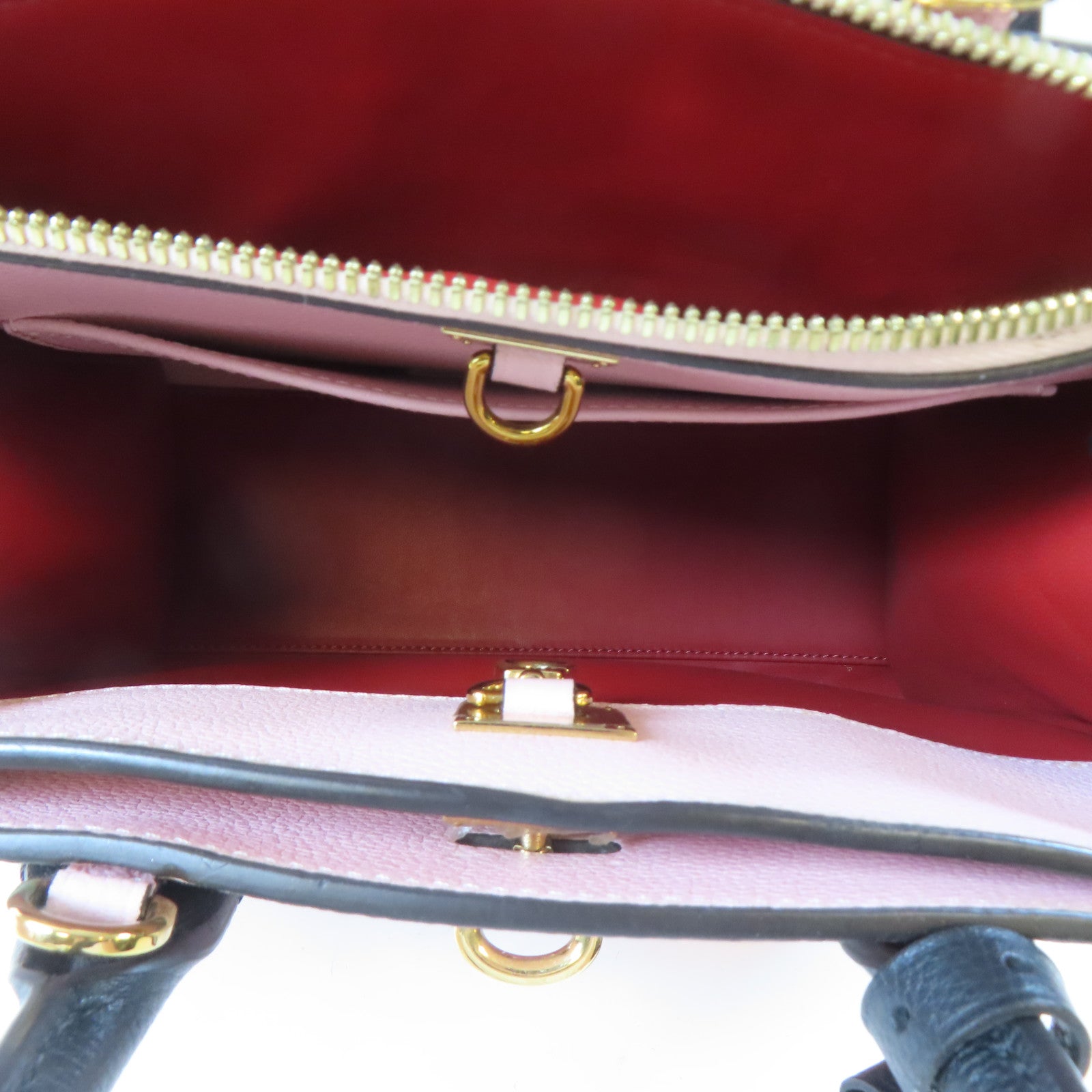 LOUIS VUITTON (PRICE DOWN) LV GHW City Steamer PM Handbag M53321 Leather Red Pink Black