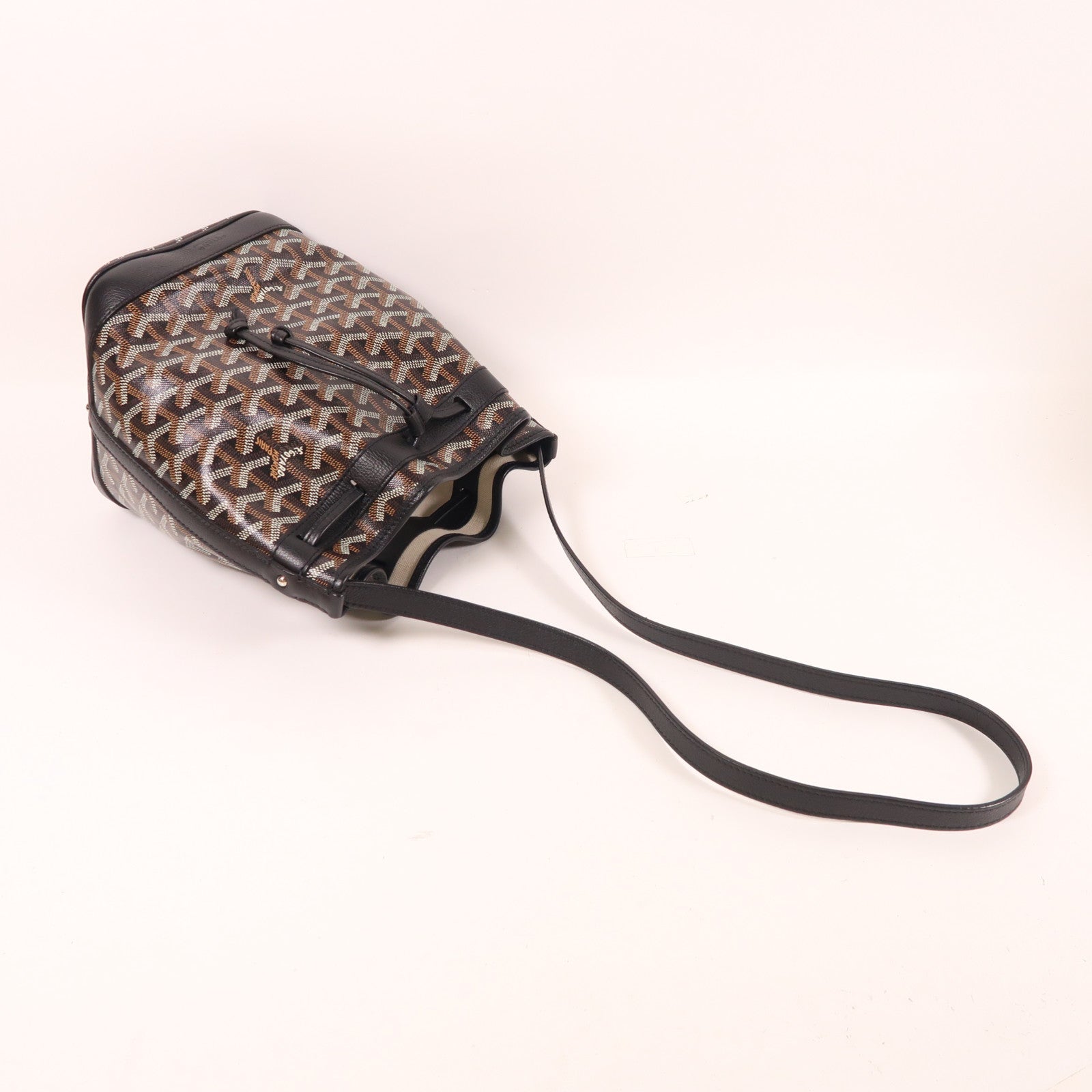 GOYARD 【激減優惠】塗層帆布Petit Flot Bucket銀扣肩背袋