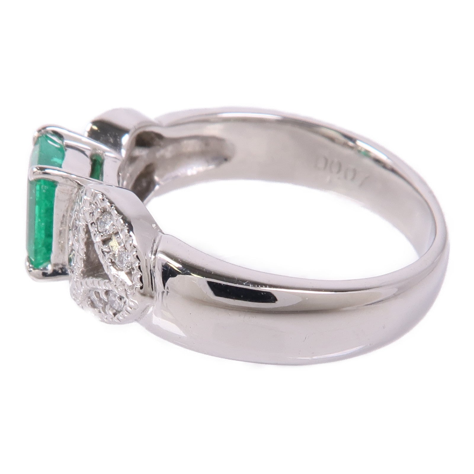 JEWELRY PT900鉑金Emerald/Diamond Ring綠寶石/鑽石戒指US#5.25