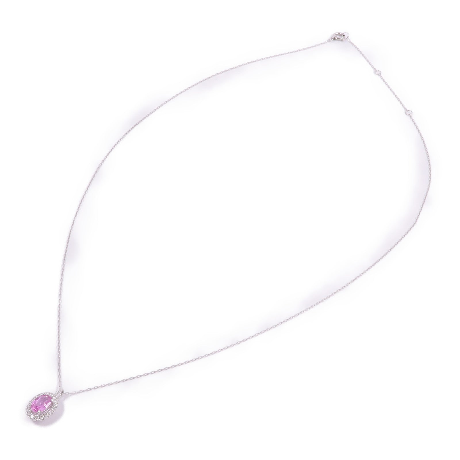 JEWELRY PT900鉑金Sapphire Diamond Necklace粉紅色藍寶石/鑽石項鍊