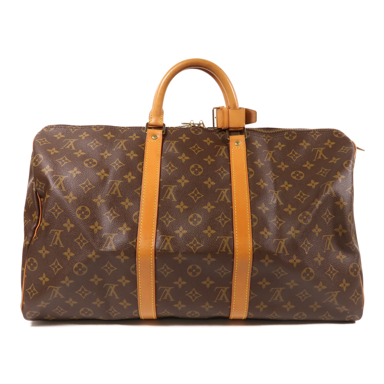 LOUIS VUITTON Monogram Keepall 50金扣波士頓包棕色