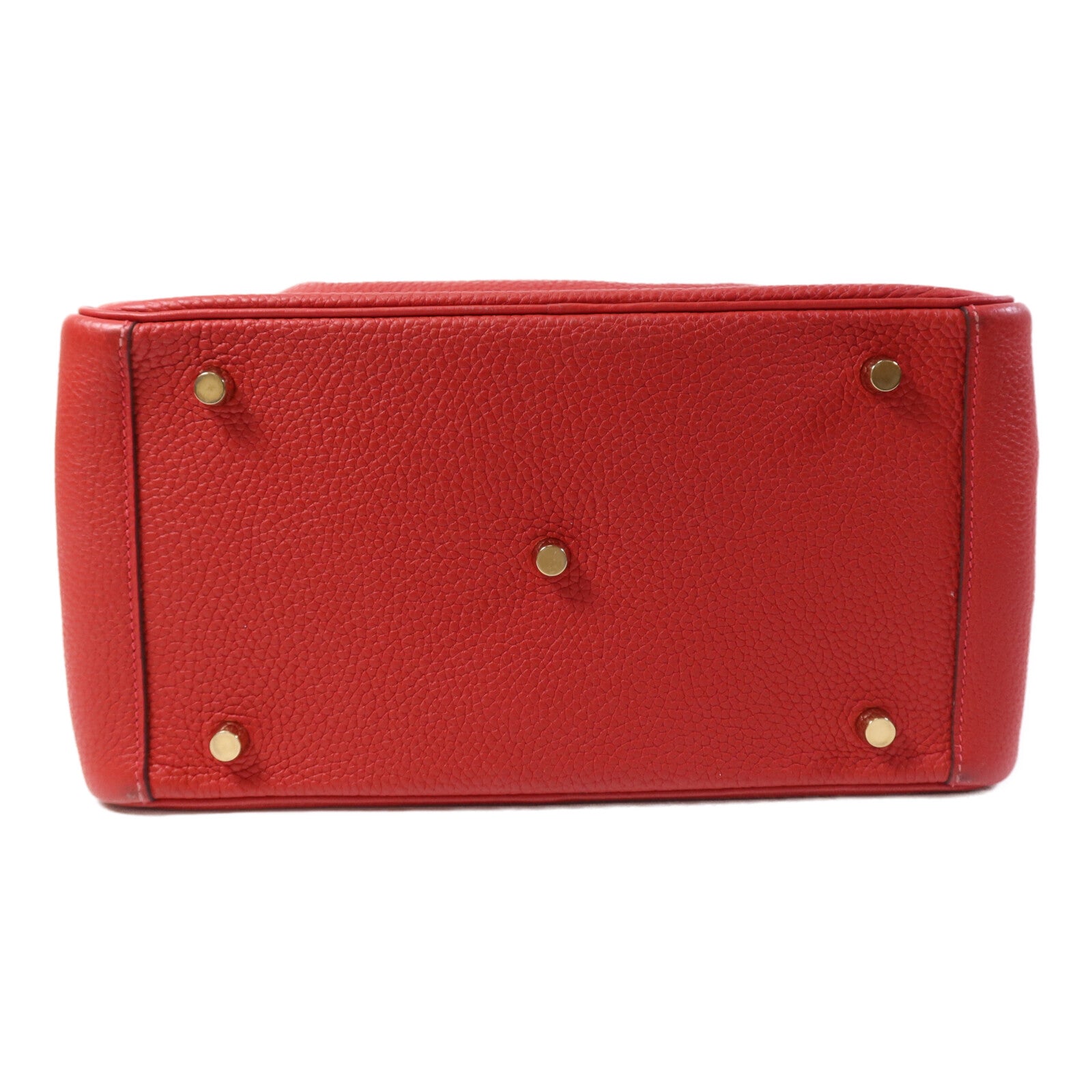 HERMES Clemence皮革Lindy 30金扣手挽肩背兩用袋Rouge Tomate