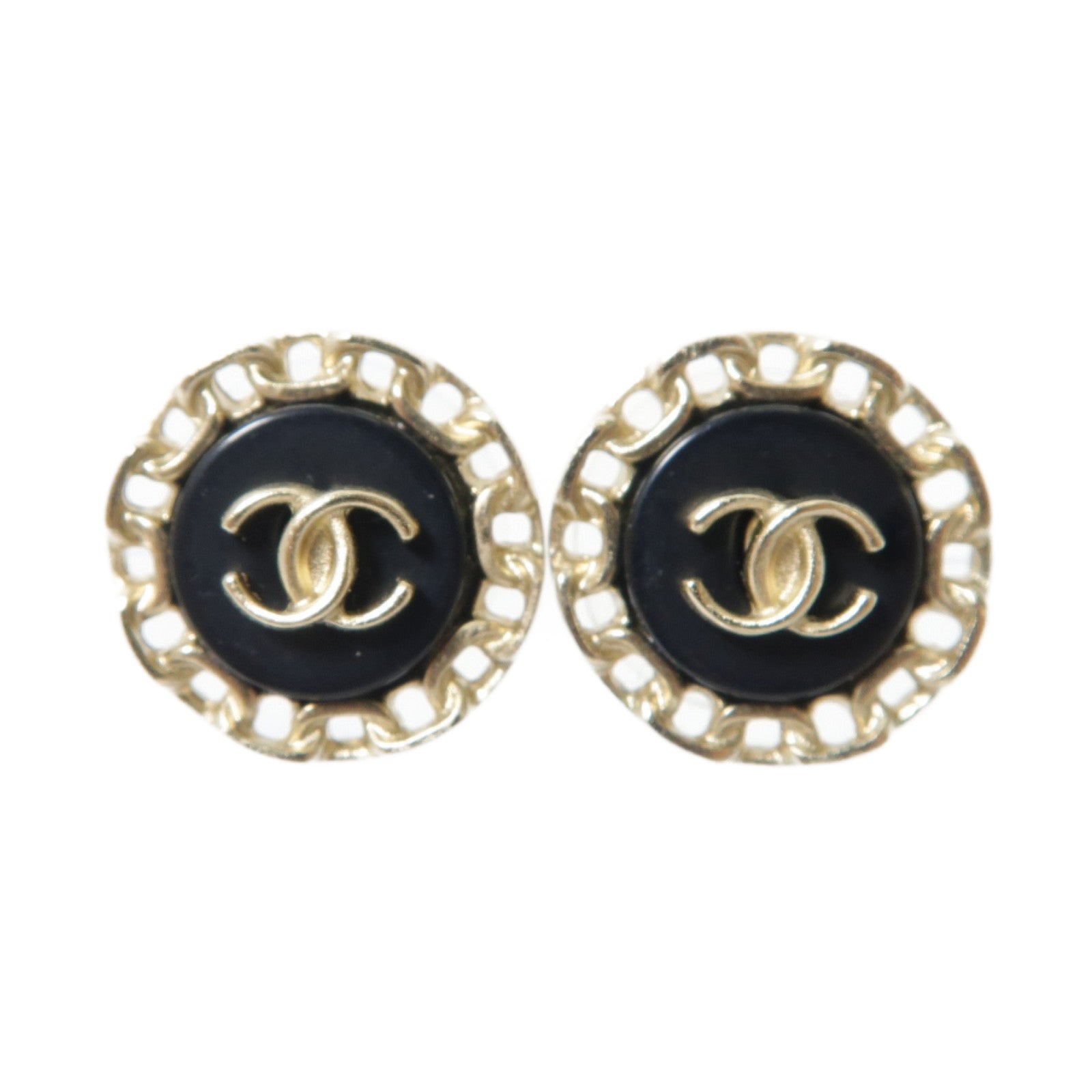 CHANEL 金屬Earrings耳環黑色/金色