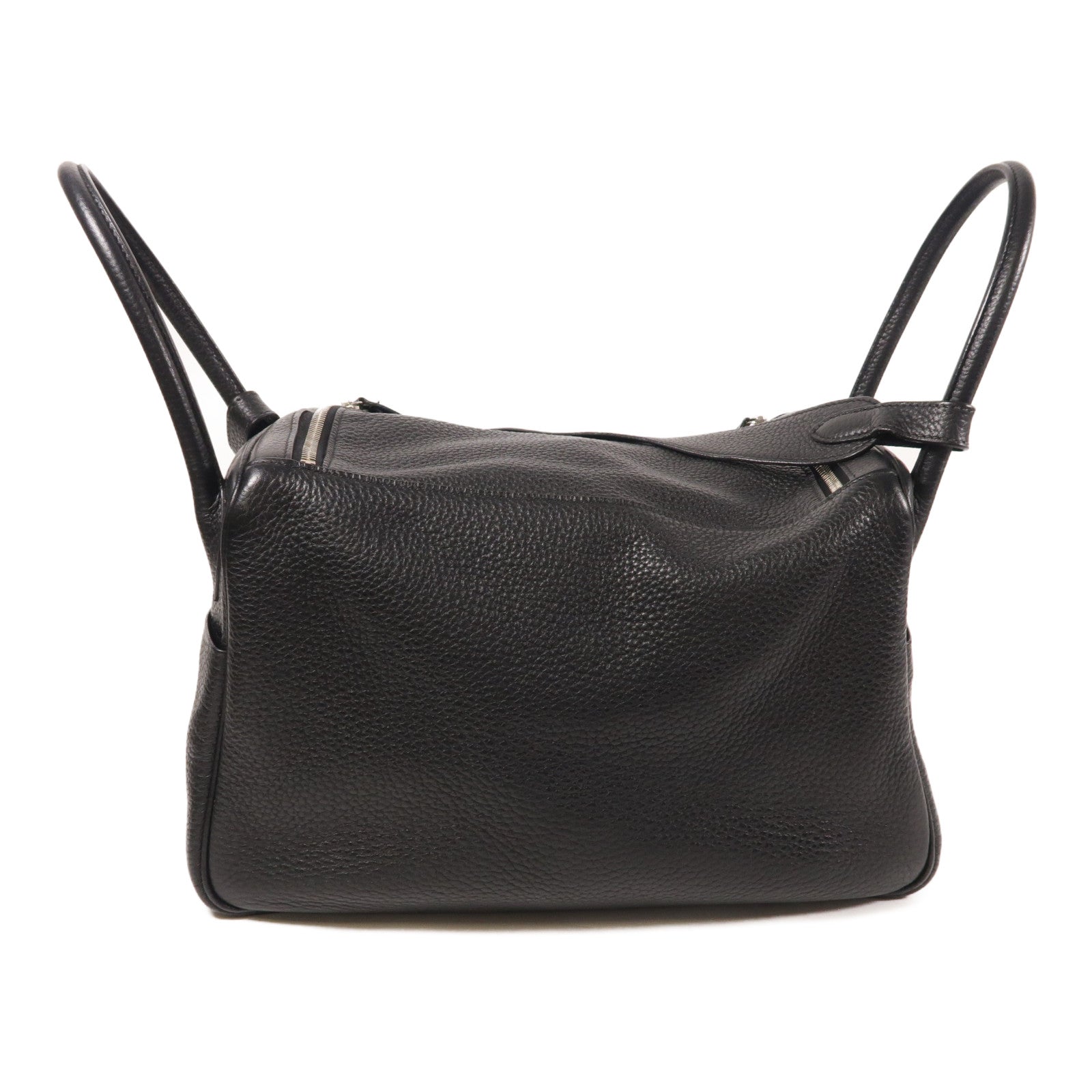 HERMES Clemence皮革Lindy 34銀扣手挽肩背兩用袋Black