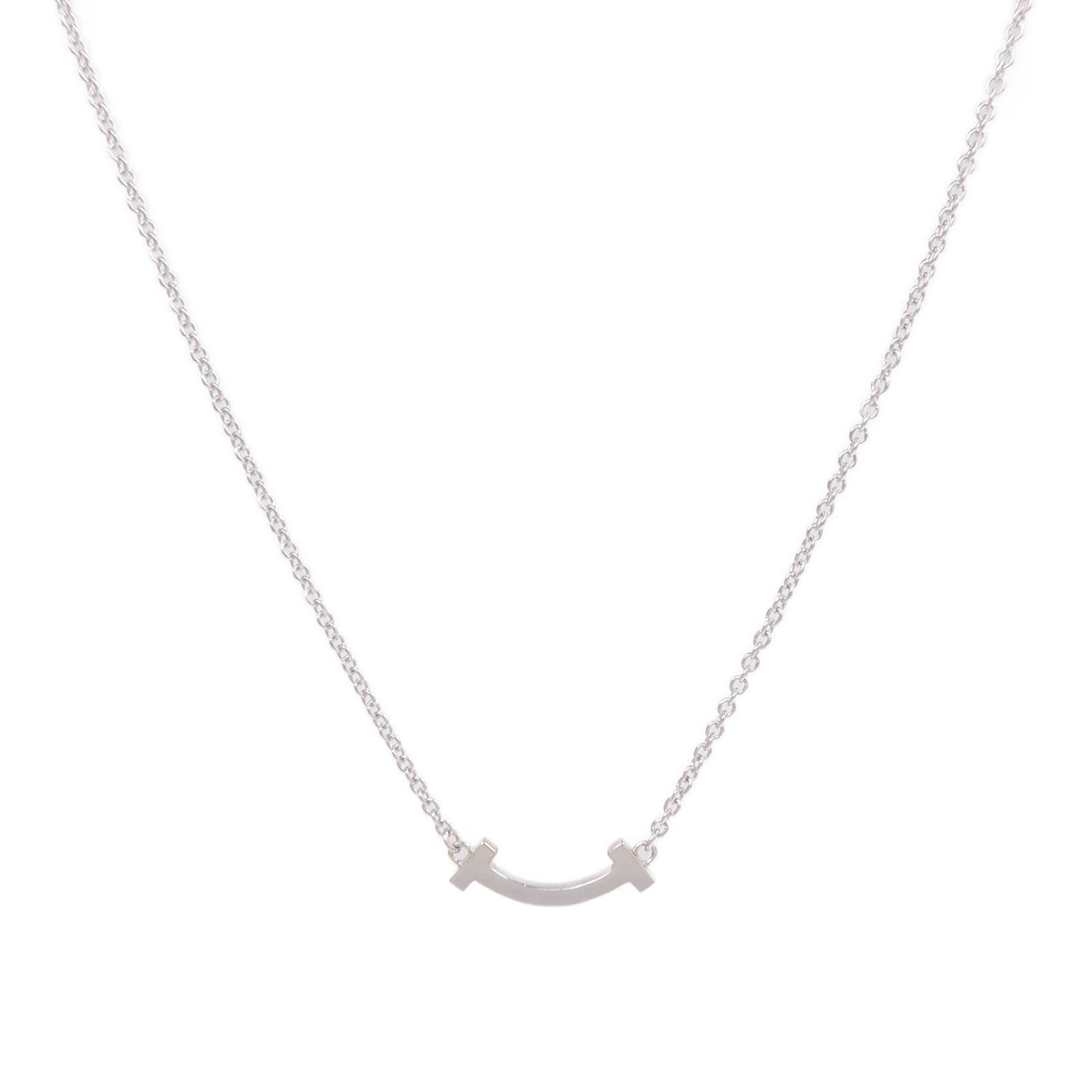 TIFFANY＆CO 18K白金T Smile Small Necklace項鍊