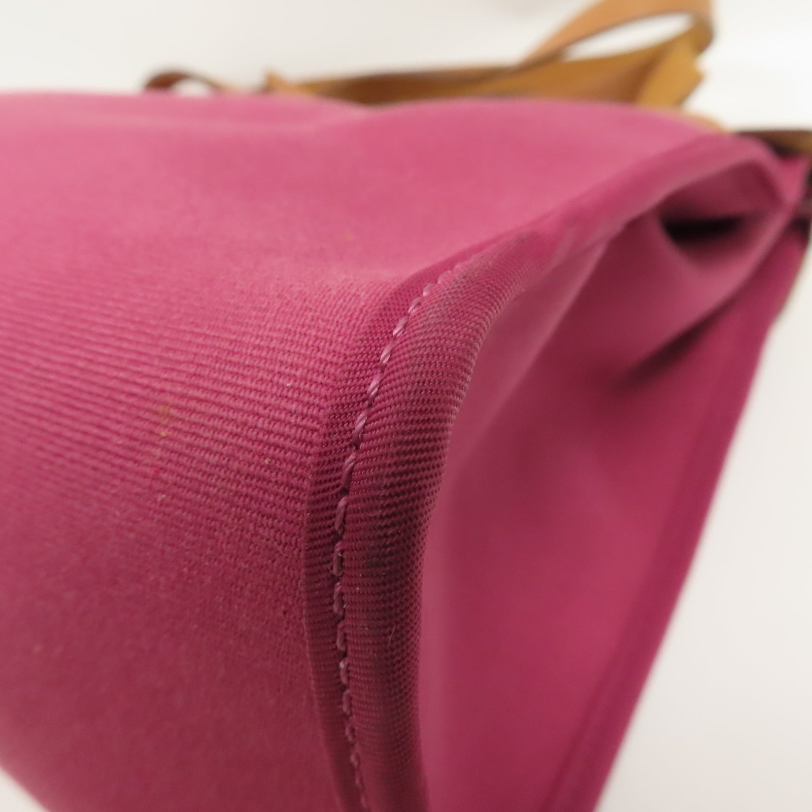 HERMES 【激減優惠】帆布Herbag PM銀扣手挽肩背兩用袋Ruby粉紅色