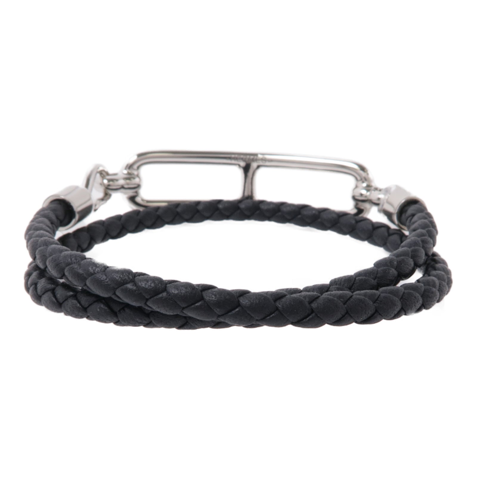 HERMES Swift皮革Roulis Double Tour Bracelet手鏈Noir黑色