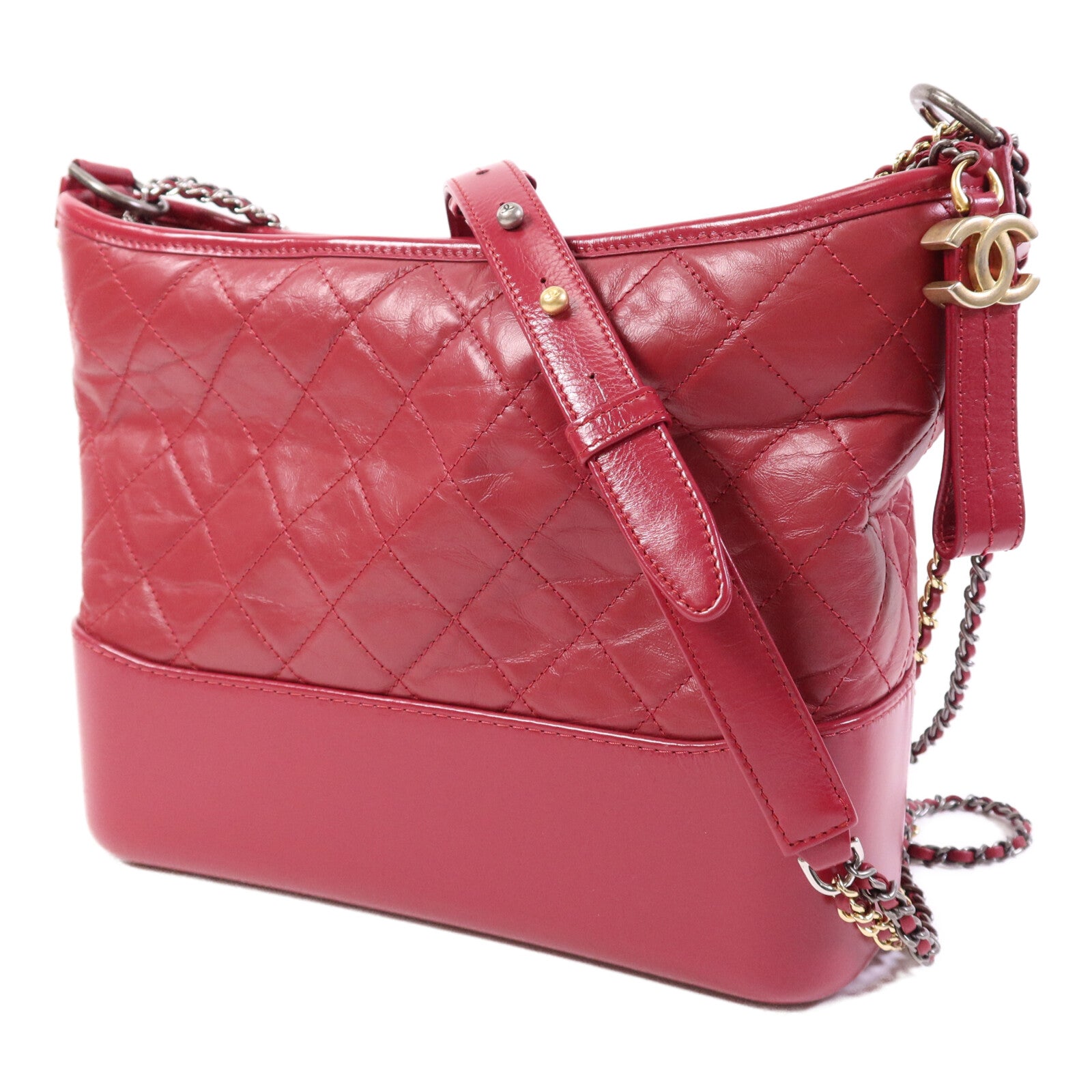 CHANEL 牛皮皮革Gabrielle Medium鏈帶肩背袋