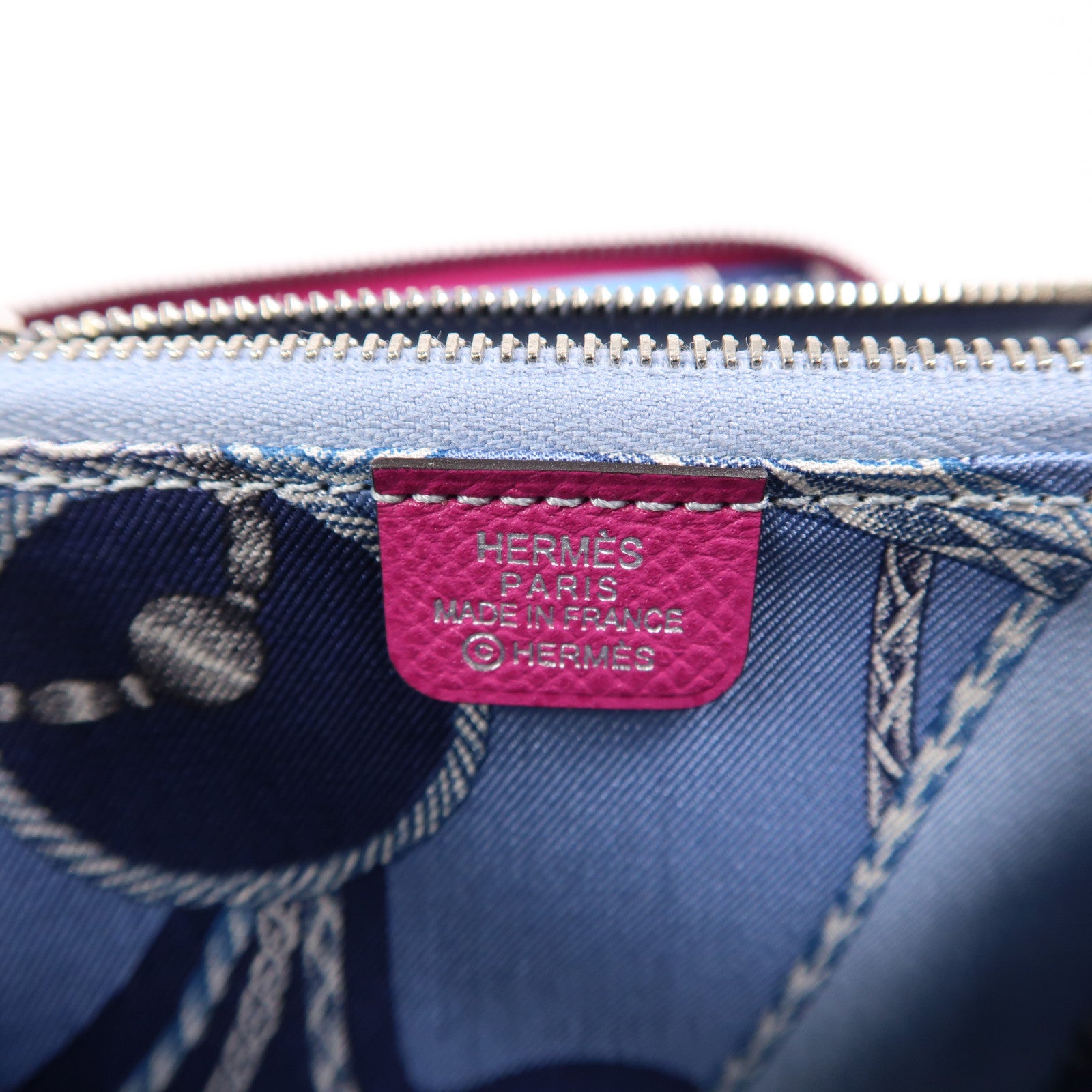 HERMES PHW Silk In Compact Wallet Epsom Leather L3 Rose Purple