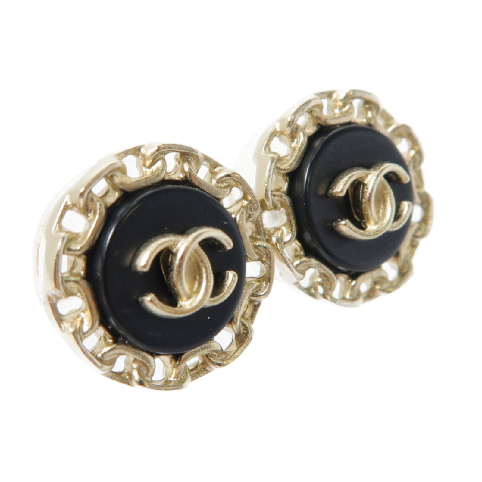 CHANEL 金屬Earrings耳環黑色/金色