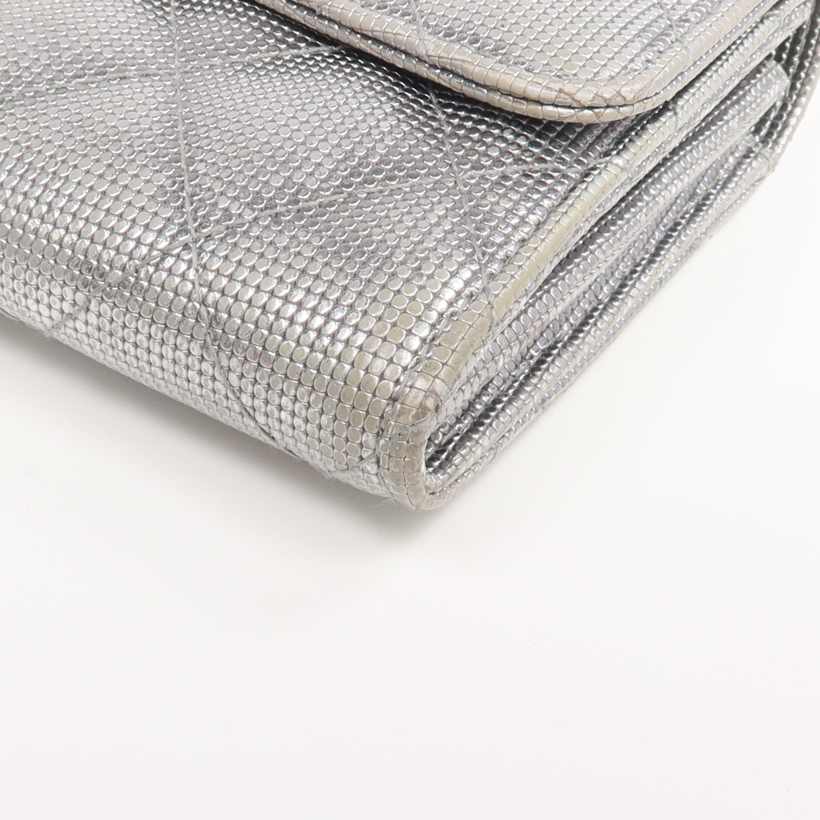 CHANEL 牛皮皮革Long Wallet銀扣長錢包