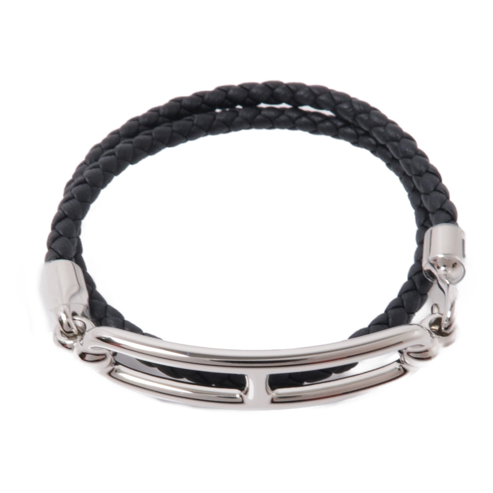 HERMES Swift皮革Roulis Double Tour Bracelet手鏈Noir黑色