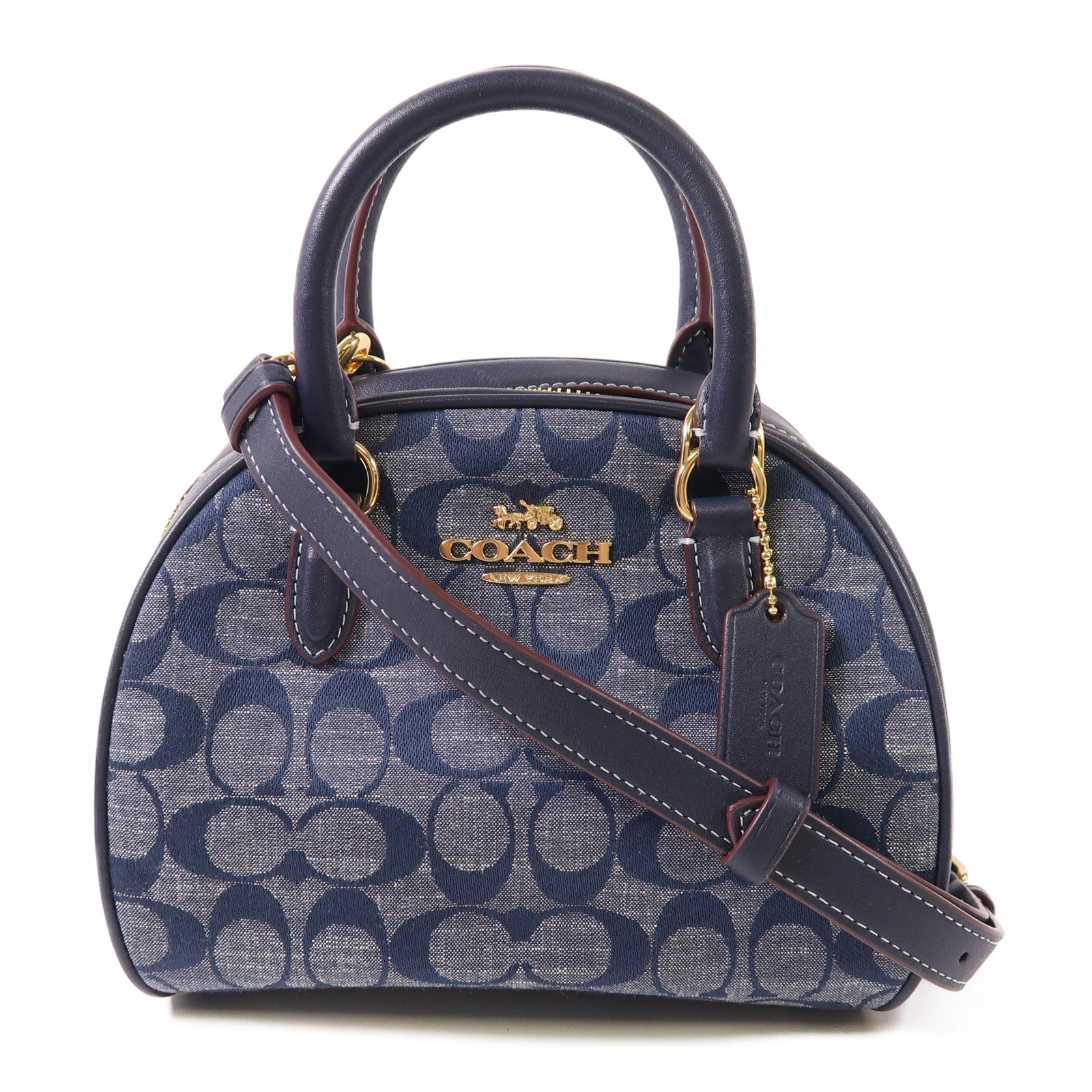 COACH 牛仔布Sydney Satchel金扣手挽肩背兩用袋