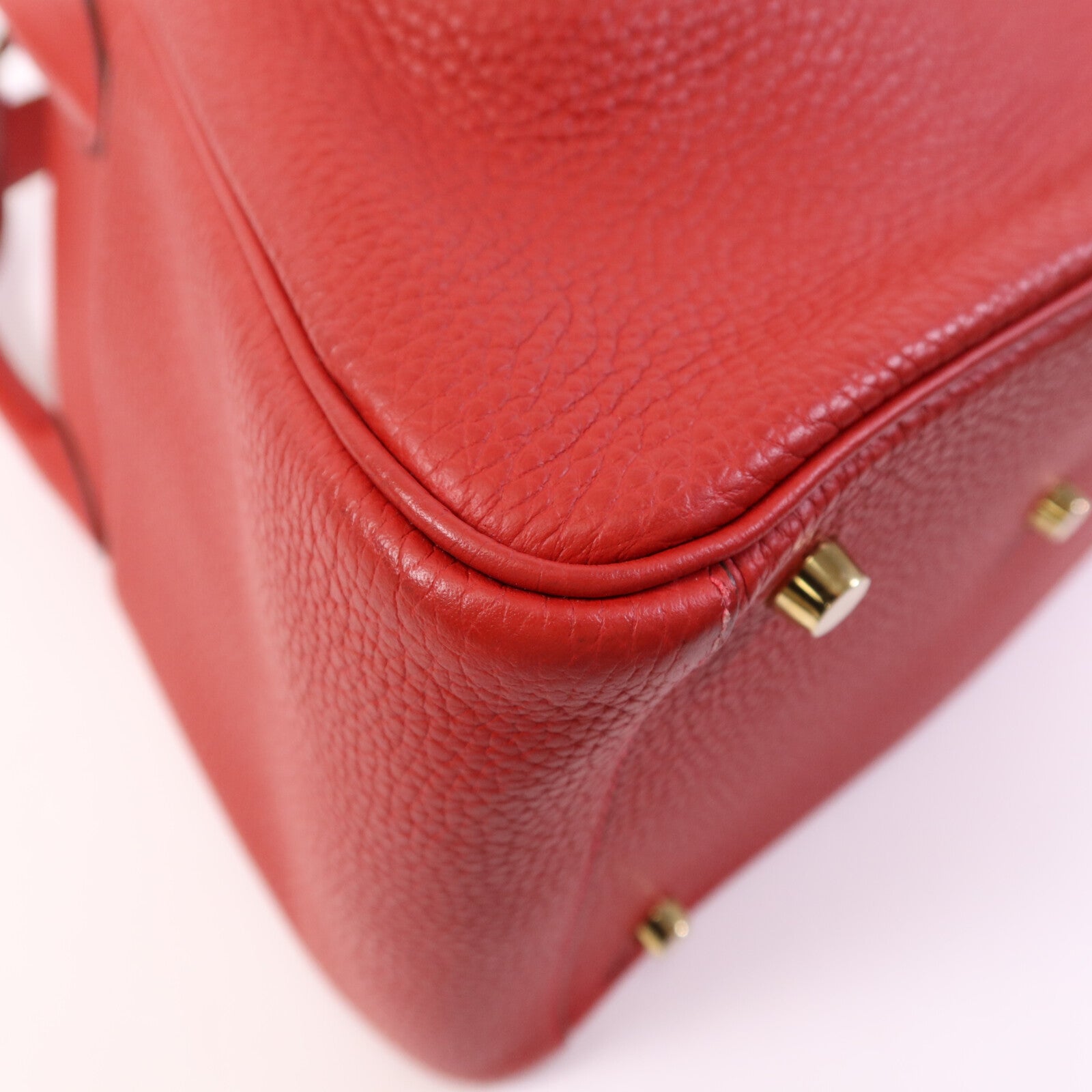 HERMES Clemence皮革Lindy 30金扣手挽肩背兩用袋Rouge Tomate
