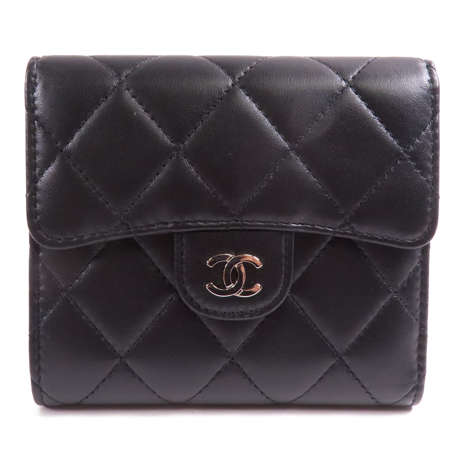CHANEL 羊皮皮革Wallet銀扣錢包