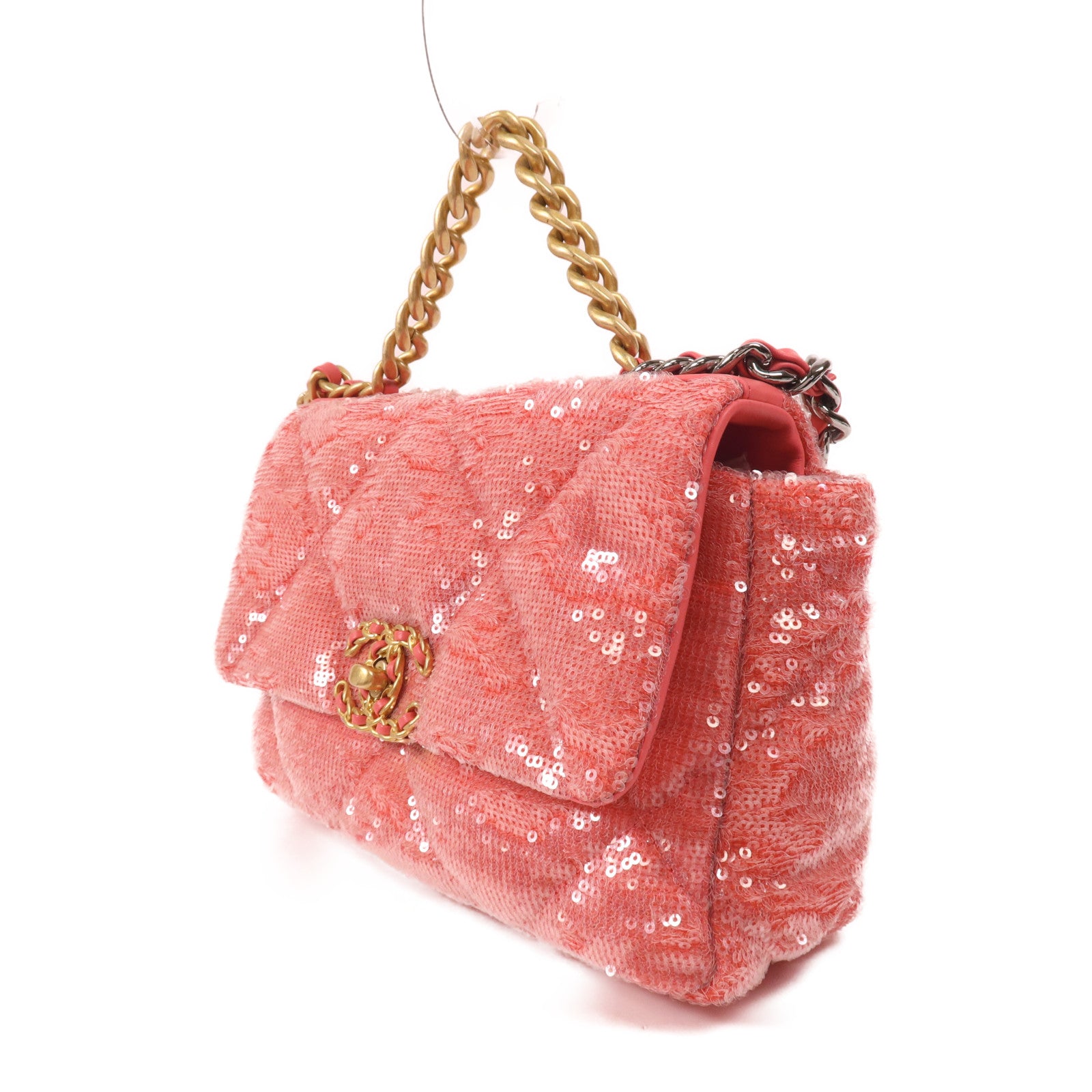 CHANEL 亮片Chanel 19 Sequin Flap Bag金扣手挽肩背兩用袋