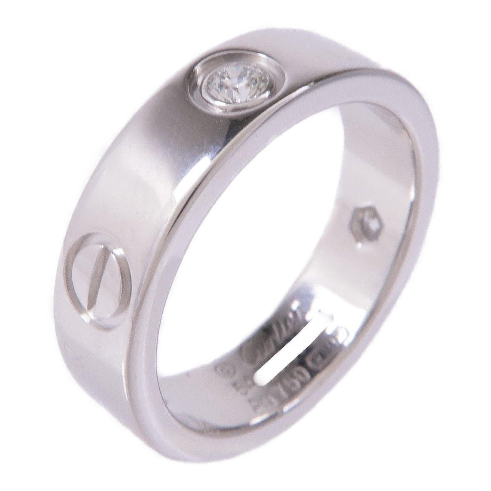 CARTIER 18K白金Love Ring 3P Diamonds鑽石戒指Cartier#54/US#6.75