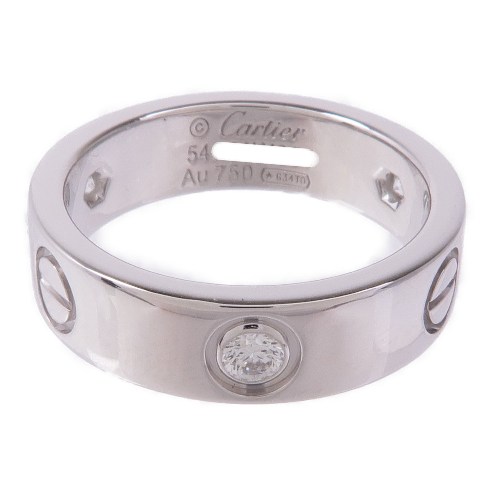 CARTIER 18K白金Love Ring 3P Diamonds鑽石戒指Cartier#54/US#6.75