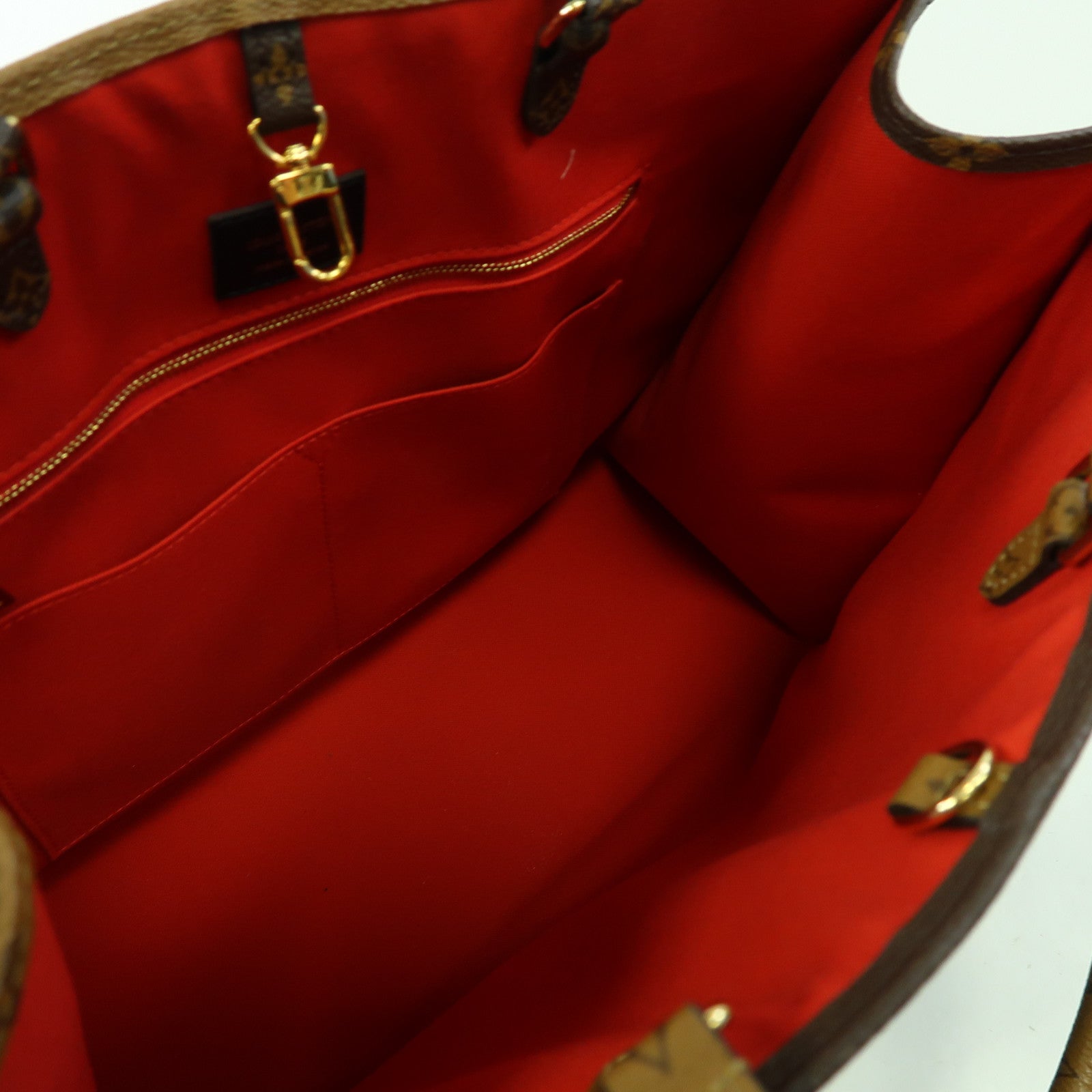 LOUIS VUITTON Monogram Giant Reverse On The Go GM金扣手挽肩背兩用袋啡色