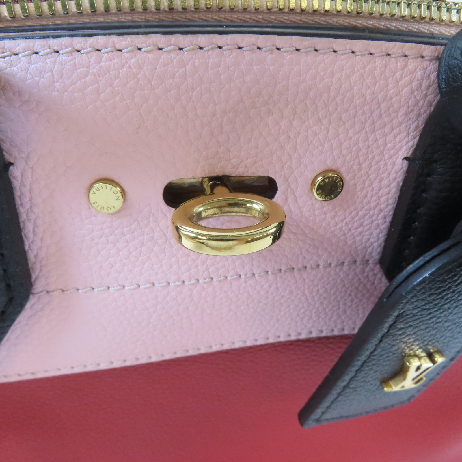 LOUIS VUITTON (PRICE DOWN) LV GHW City Steamer PM Handbag M53321 Leather Red Pink Black