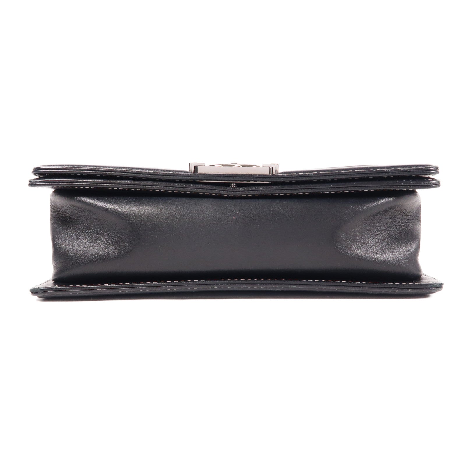 CHANEL CC SHW Boy 25 Chain Shoulder Bag Calfskin Leather Black Silver