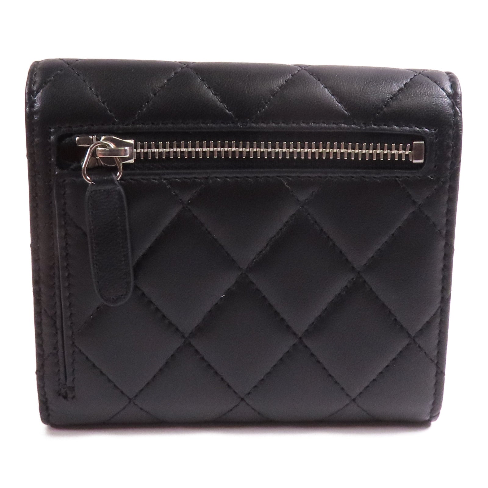 CHANEL 羊皮皮革Wallet銀扣錢包