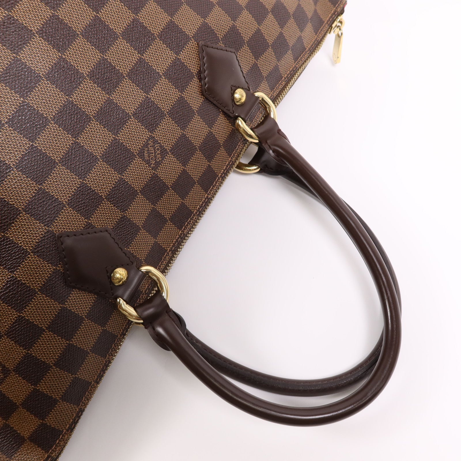 LOUIS VUITTON Damier Saleya MM金扣肩背袋/手挽袋棕色