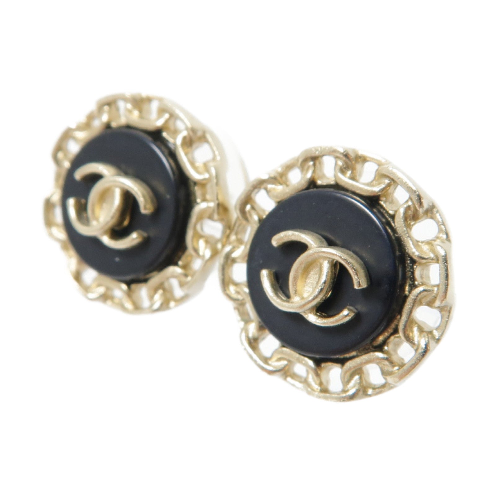 CHANEL 金屬Earrings耳環黑色/金色