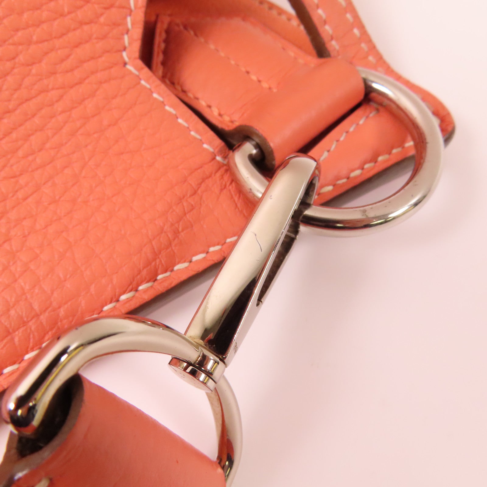 HERMES PHW Jypsiere 34 Shoulder Bag Clemence Leather Crevette/Pink