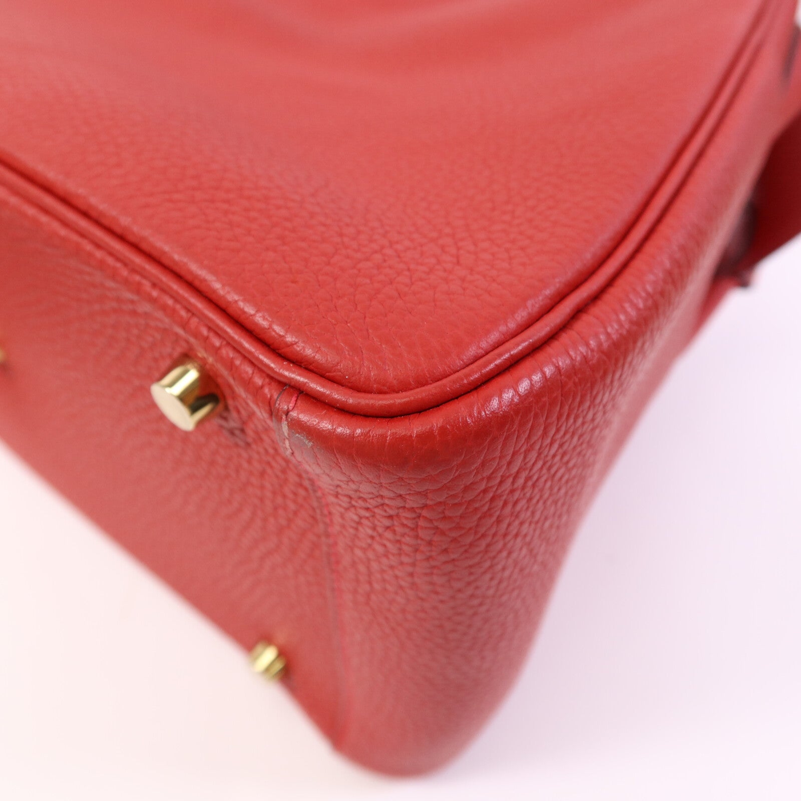 HERMES Clemence皮革Lindy 30金扣手挽肩背兩用袋Rouge Tomate